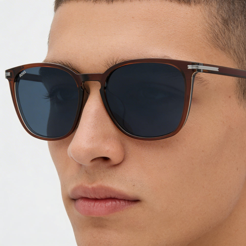 Gafas de Sol Hugo Boss para Hombre Boss 1668/F/Sk Acetato Marrón Lentes Azules No Polarizadas 100% Protección UV 56mm