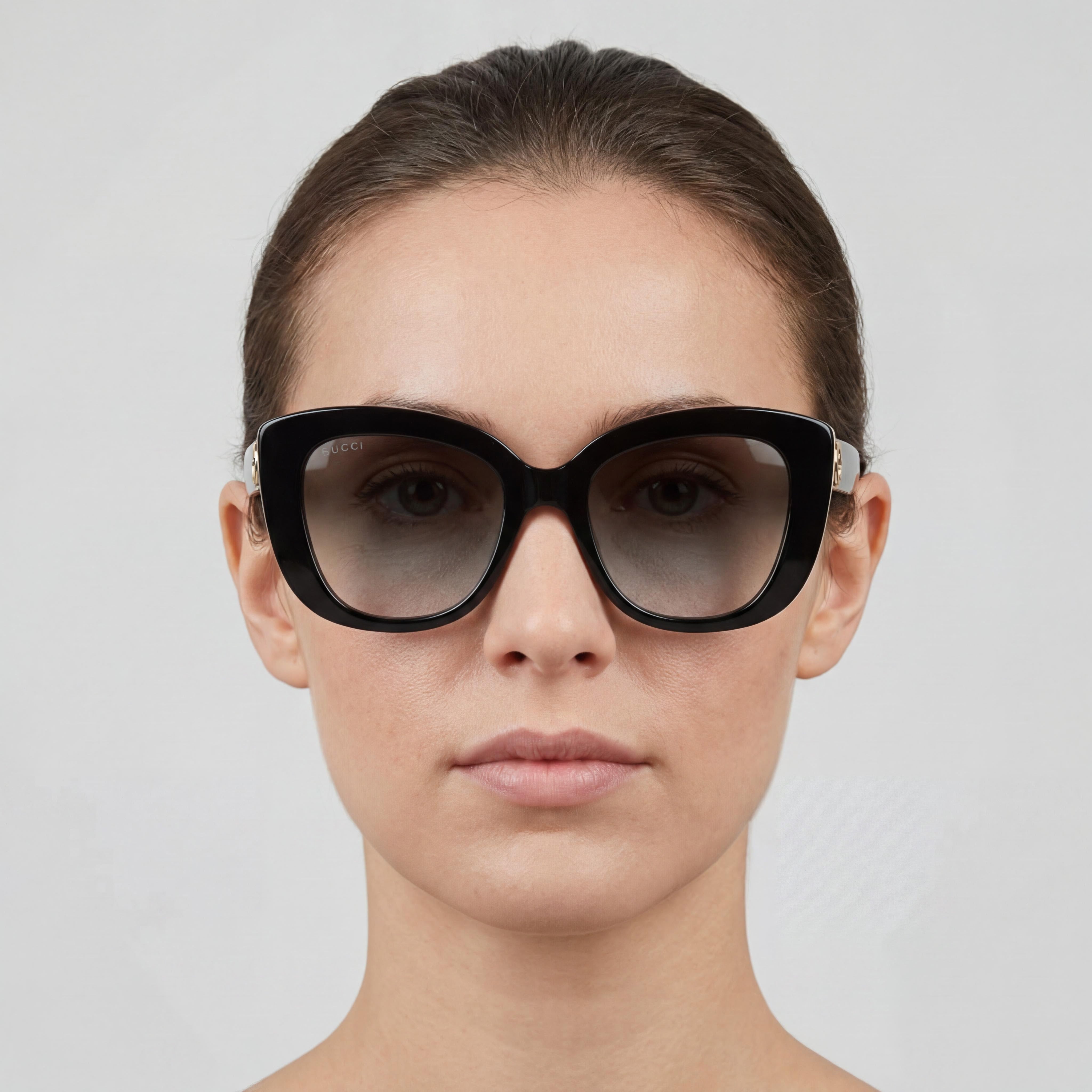 Gucci Casual Women's Acetate UV Protection Non-Polarized Sunglasses, Havana Blue Brown, 54mm, Photo 4