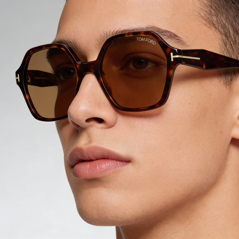 Tom Ford Romy FT 1032 Classic Style Unisex UV Protected Dark Havana Light Brown Frame Light Brown Lens Plastic Sunglasses 56mm