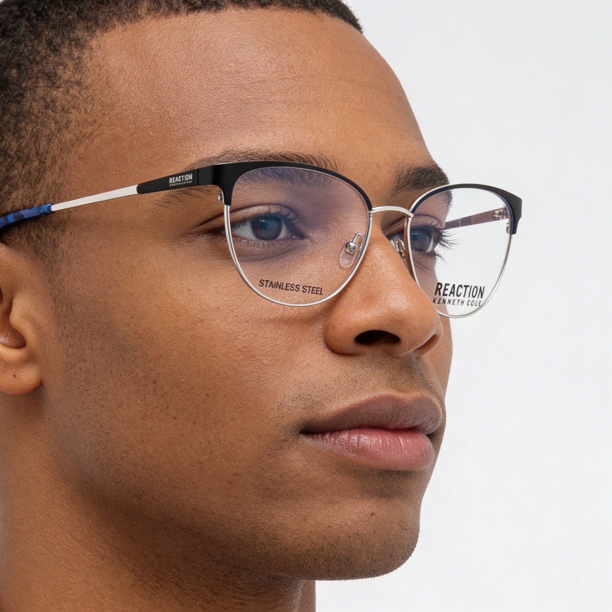 Kenneth Cole REACTION Kc0877 Men's Matte Blue Metal Frame Optical Eyeglasses, Lens 53mm, Bridge 16mm, Temple 145mm, Photo 4