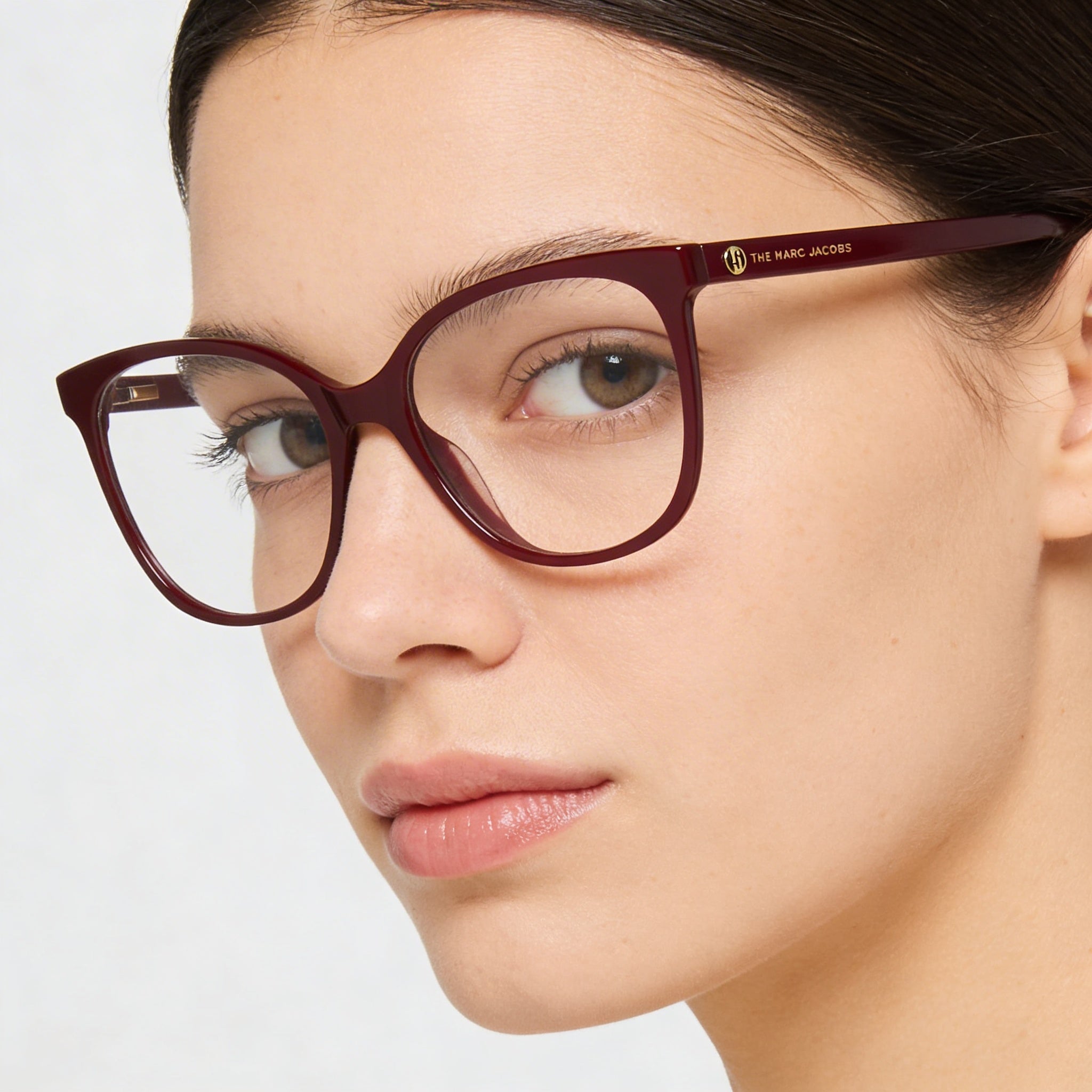 Marc Jacobs Women's Modern Collection Acetate Frame Eyewear with Non-Polarised Polycarbonate Lenses, Burgundy, 53mm, Photo 5