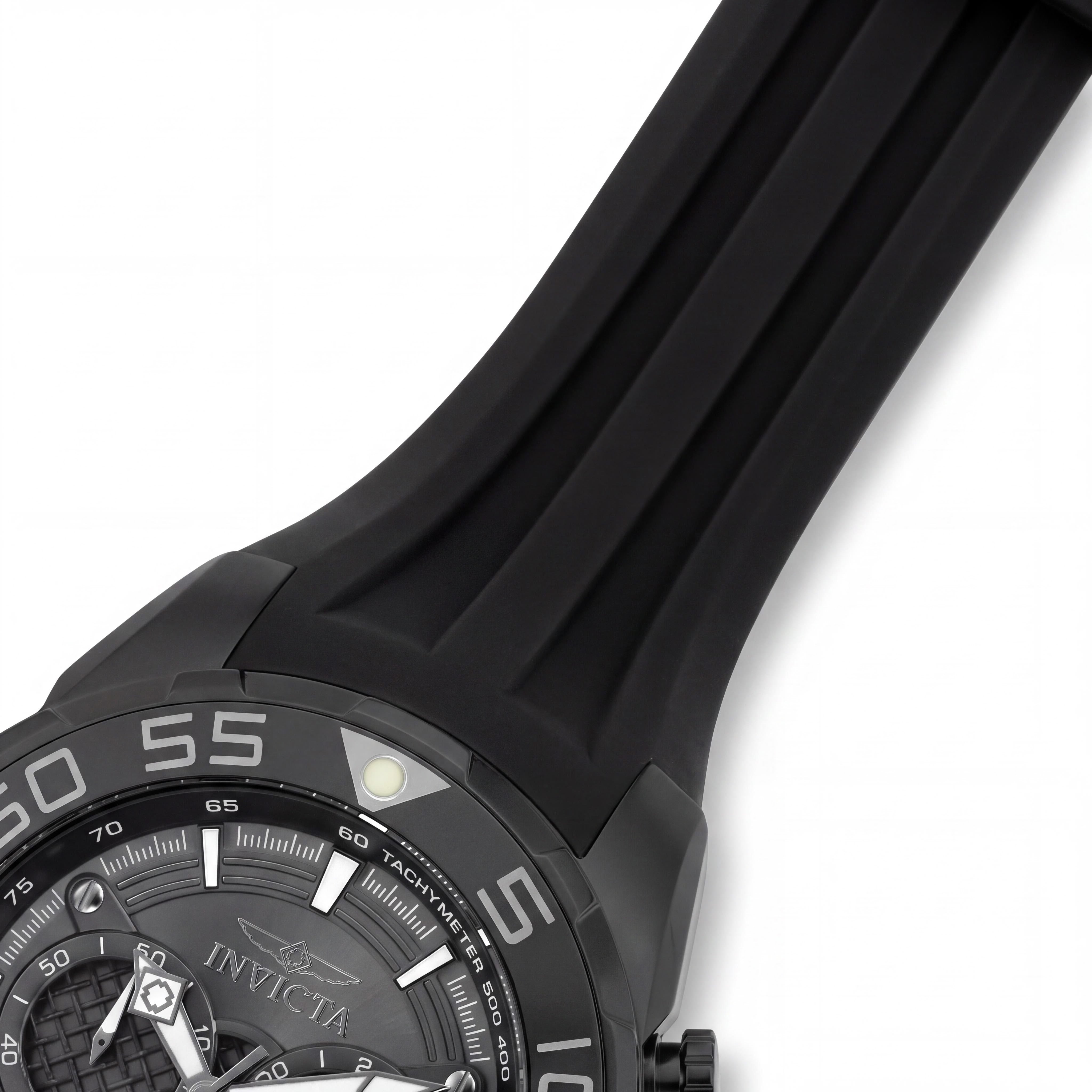 Invicta Reloj de cuarzo cronógrafo Speedway para hombre con caja de acero inoxidable en tono plomizo y correa de silicona negra de 50 mm, Photo 3