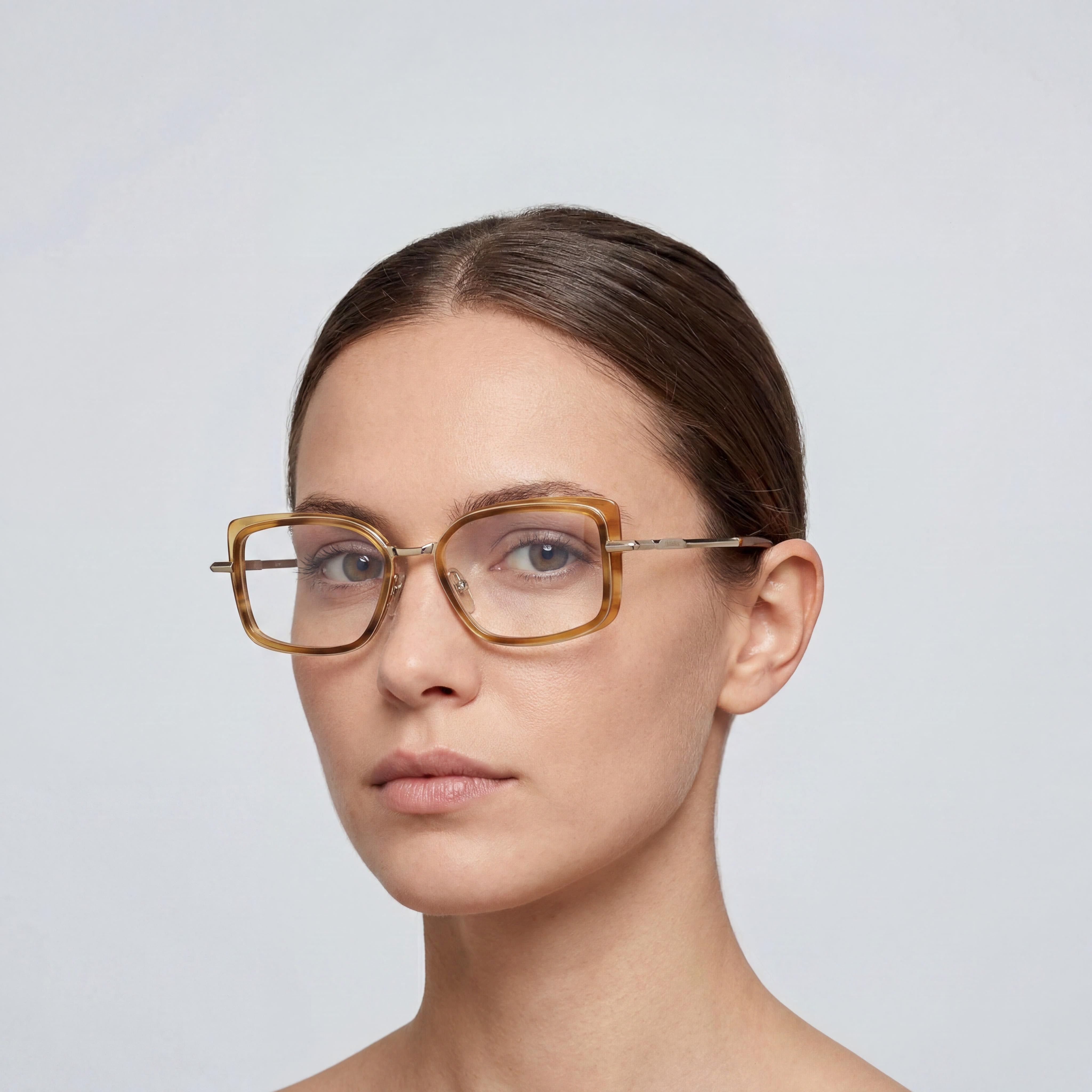 MaxMara MM5186 MODERNO Women's Metal Eyeglasses Light Brown Striped, Shiny Pale Gold 53mm, Photo 4