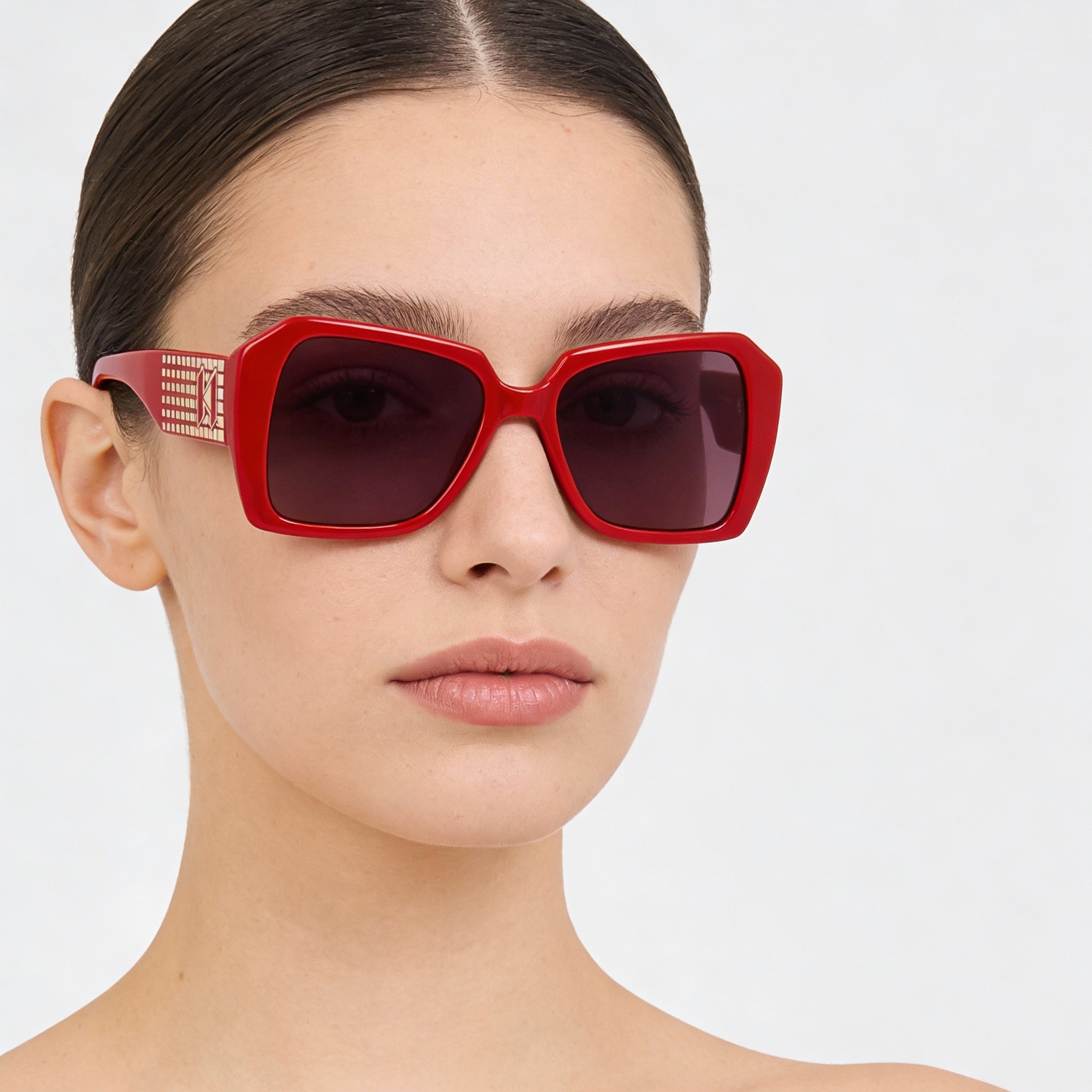 Gafas de sol Karl Lagerfeld Paris Kl6140s cuadradas bioinyectadas para mujer, gris metalizado con lentes color vino, 53 mm, protección UV, Photo 3