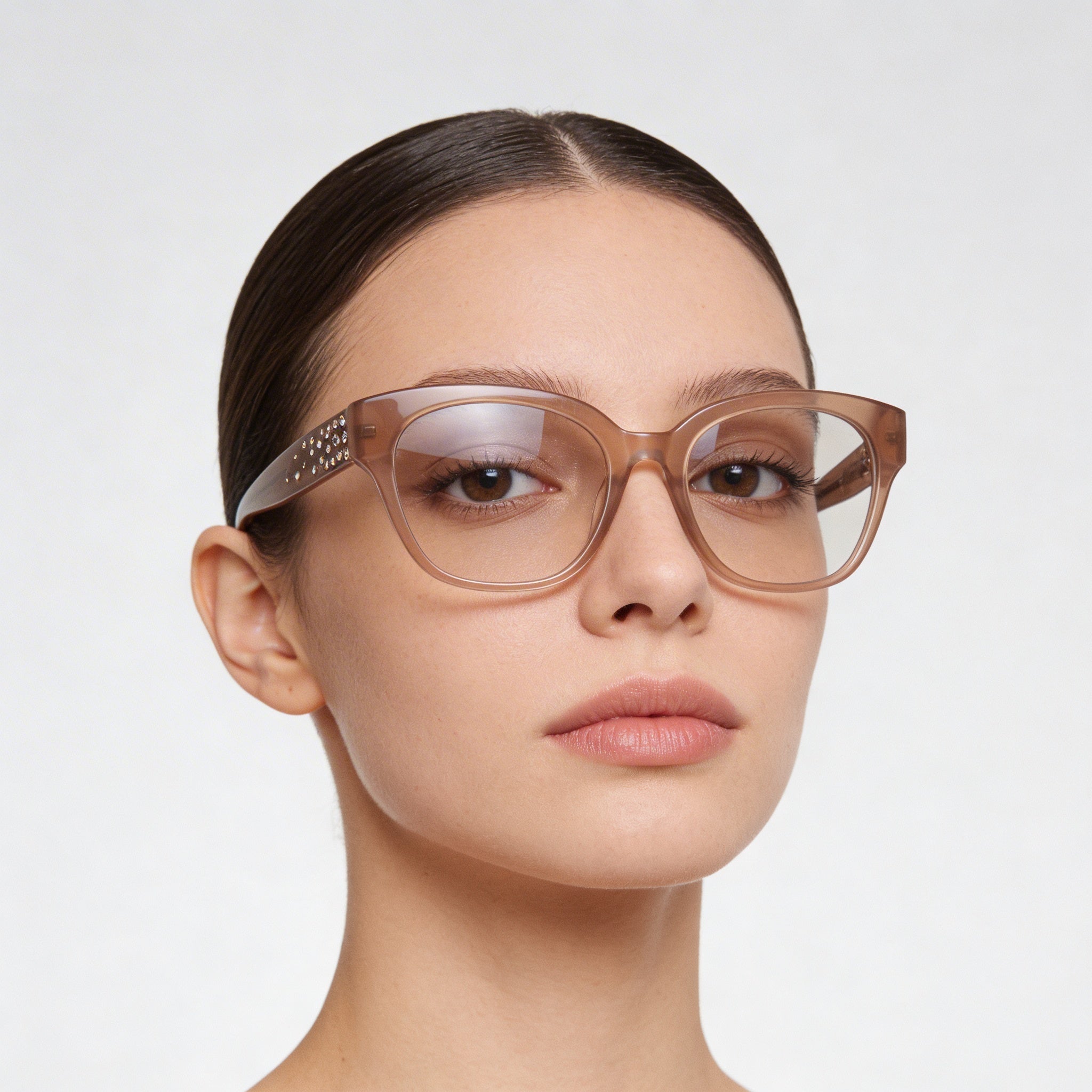 Guess by Marciano Gm50017 Collection Women's Shiny Beige Plastic Eyewear Frame 52-19-140, Photo 4