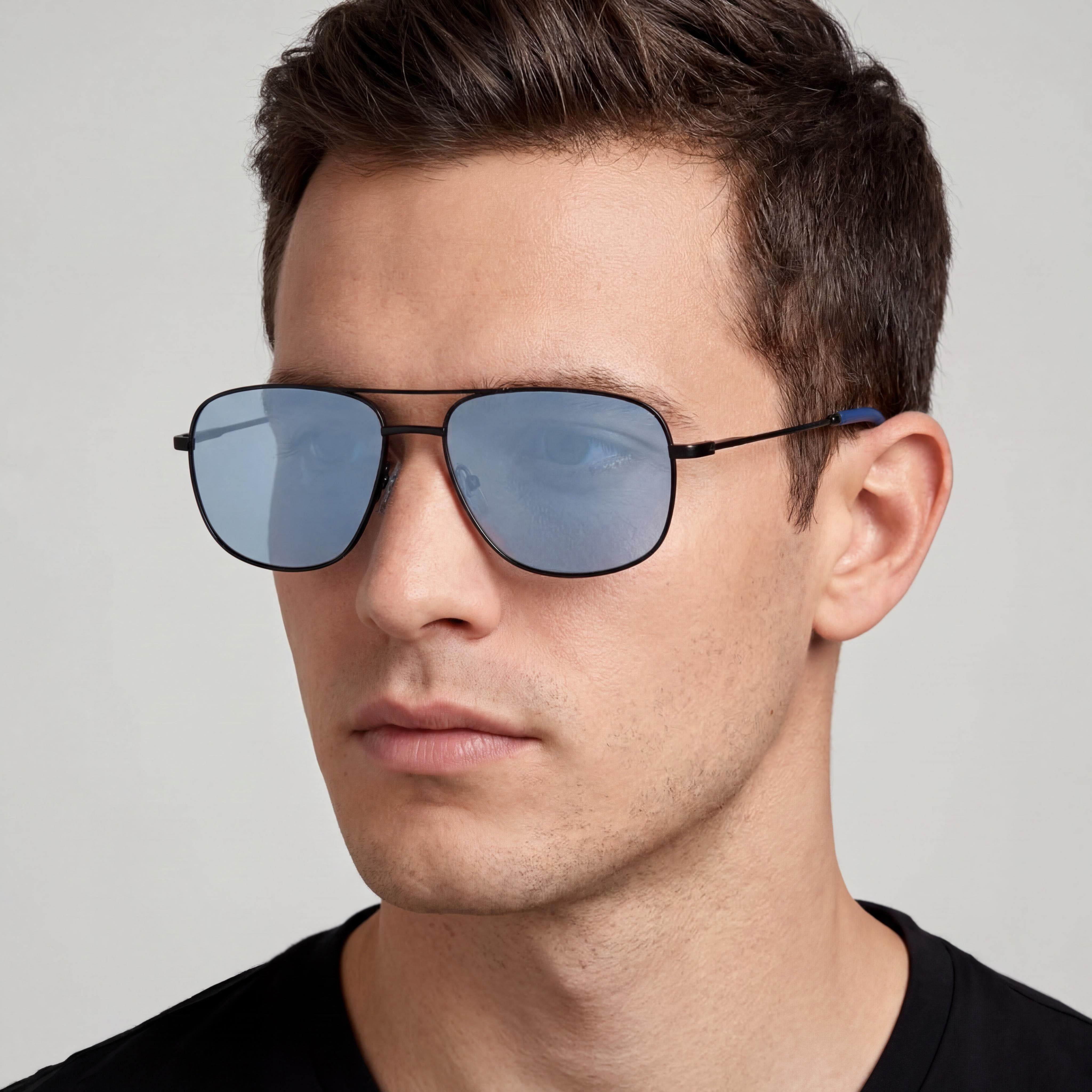 BMW Men's Metal Sun Glasses, Matte Black/Blue, Polarized UV Protection Lenses, Size 59-16-145, Photo 4