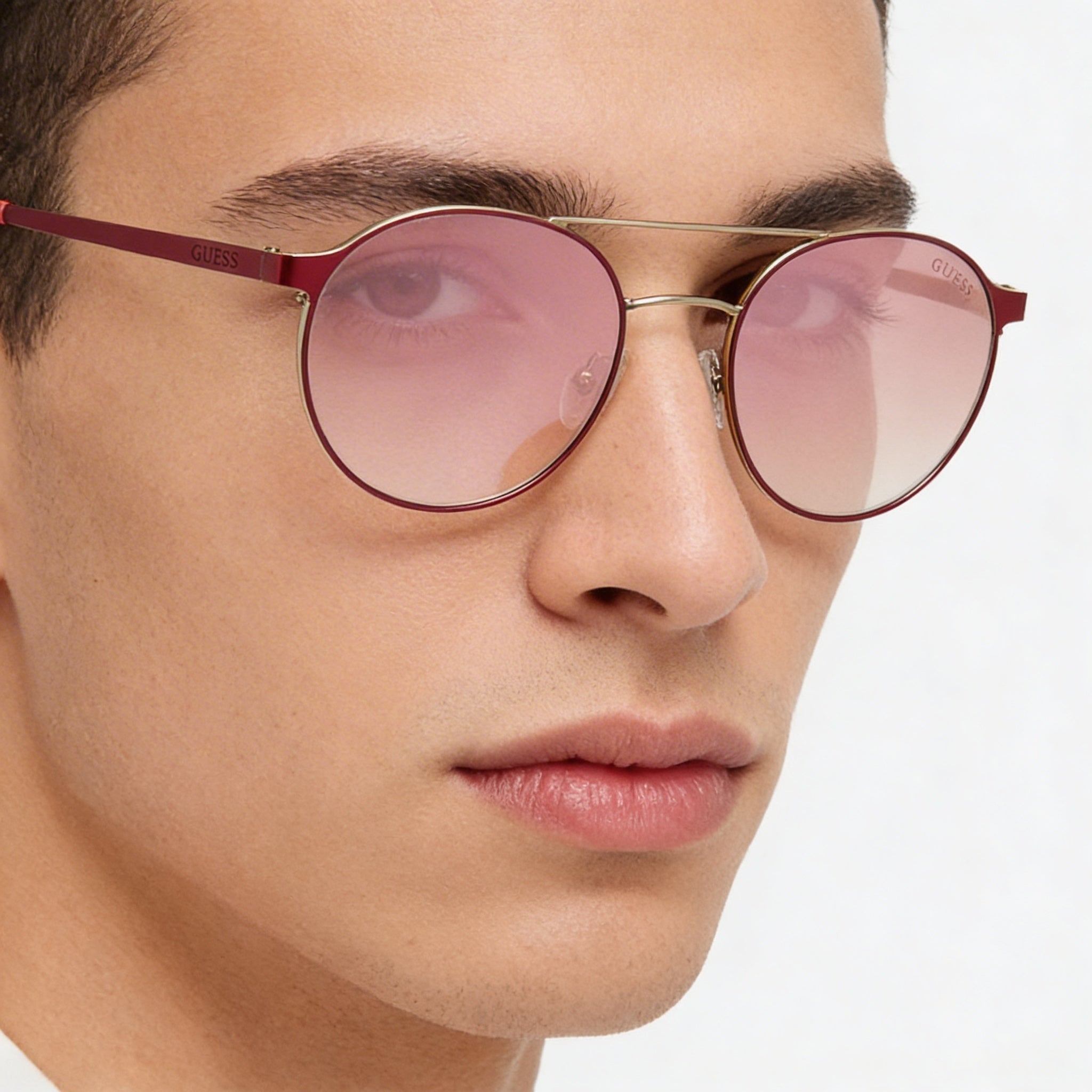 Guess GU3023 74U Unisex Pink Bordeaux Mirror Plastic Frame Rose Gold Gradient Non-Polarized UV Protection 135mm, Photo 4