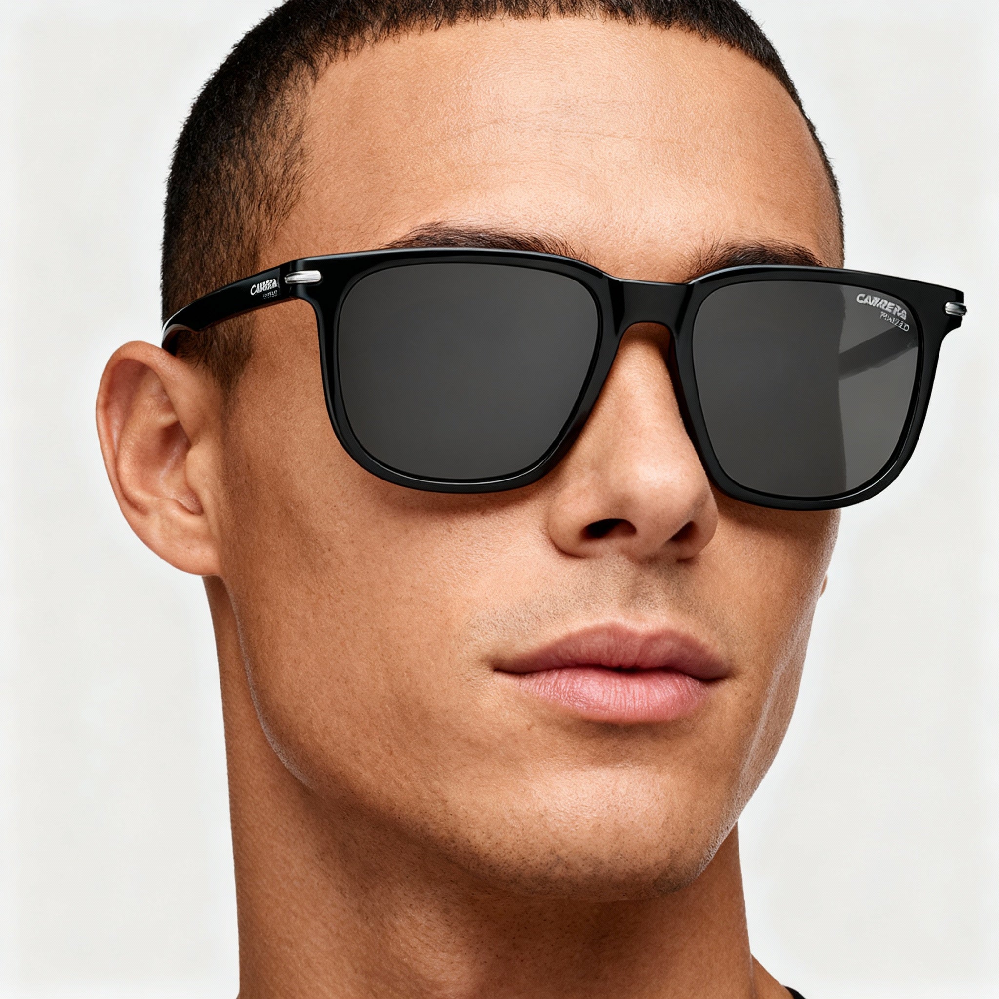 Carrera 300/S Unisex Modern Polarized Square Propionate Sunglasses Black Grey Frame Grey Lens 54mm, Photo 3