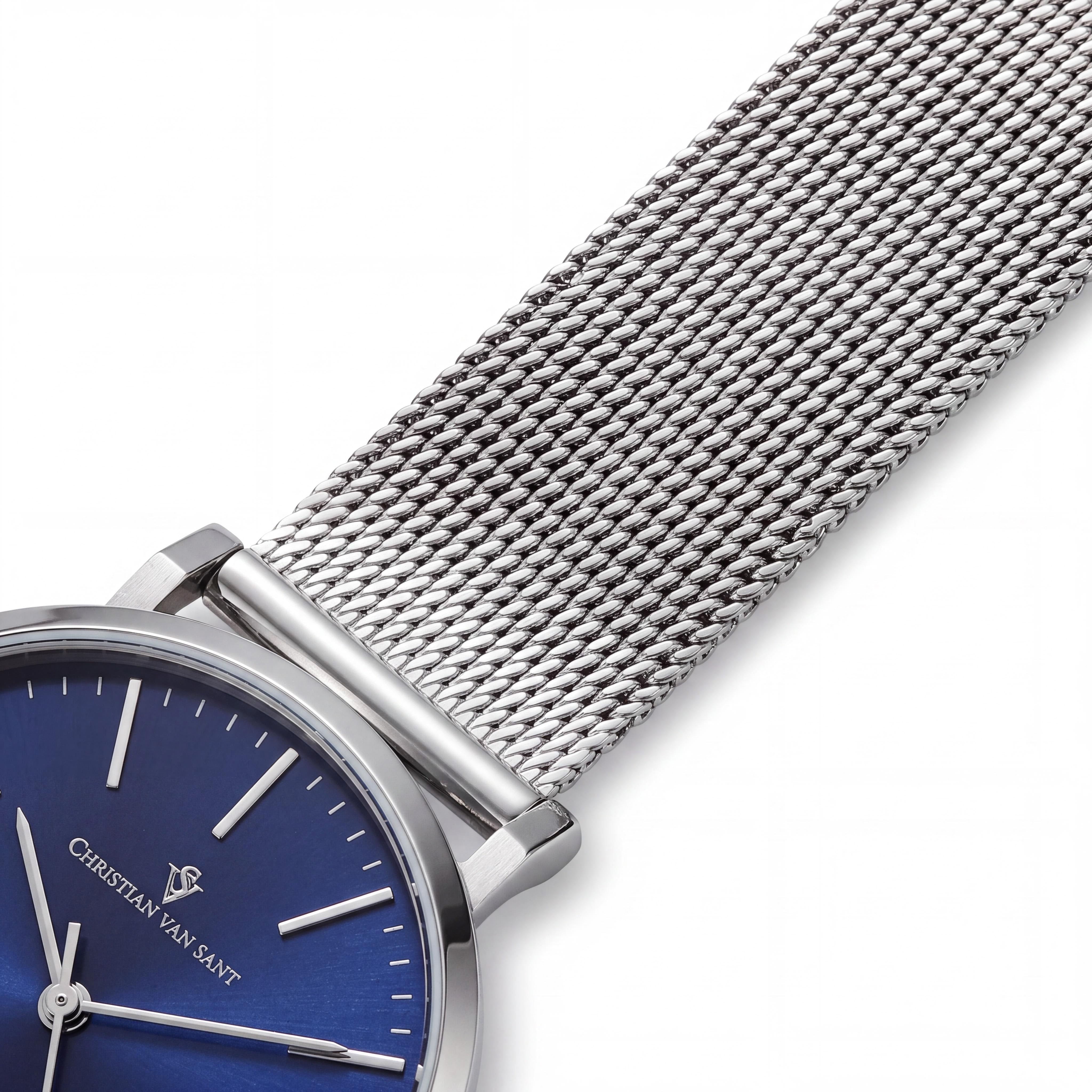 Christian Van Sant CV4220 Paradigm Women's Quartz Stainless Steel Silver Blue Dial Scratch-Resistant Date Watch, Photo 3