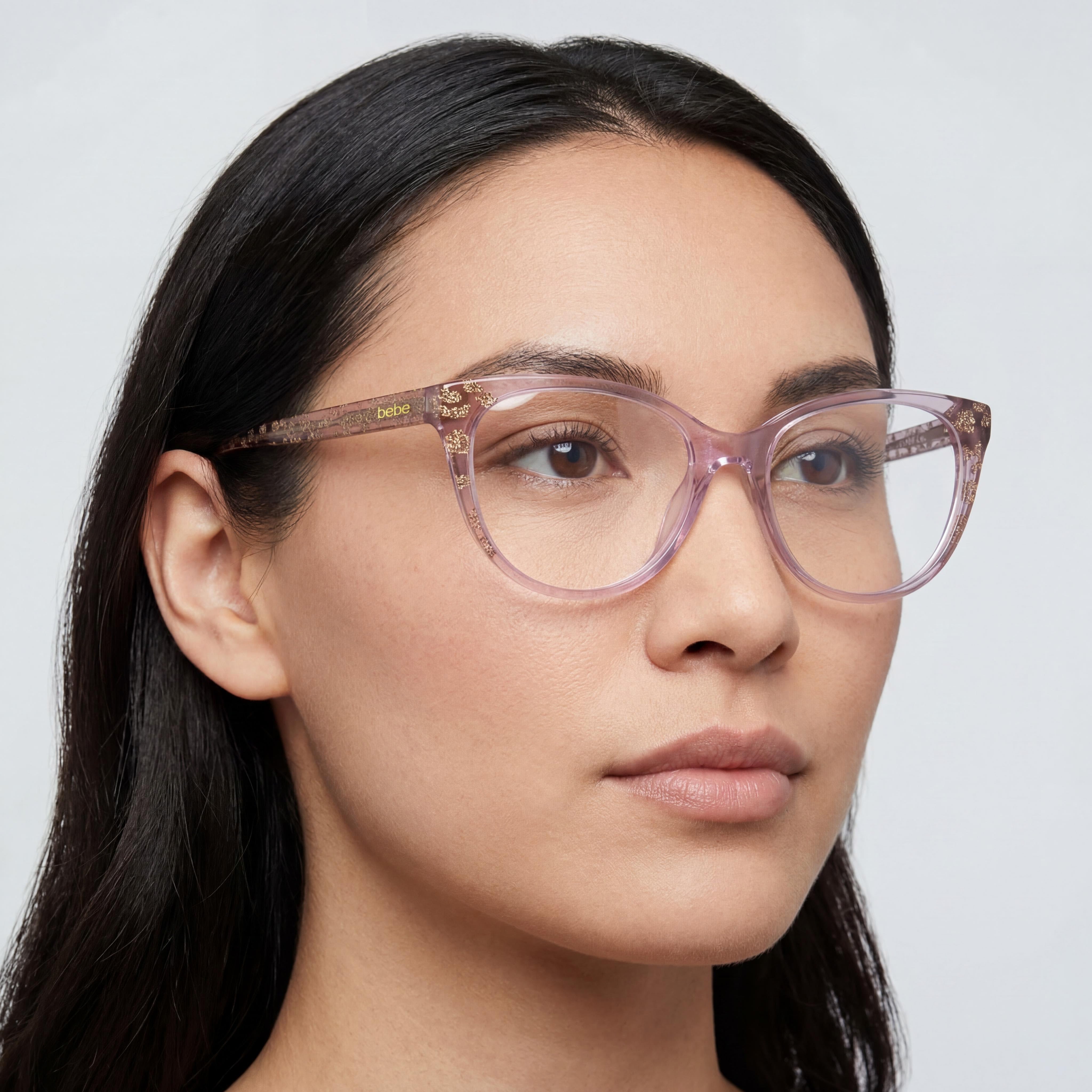 bebe Bb5208 Women's Full Rim Cat Eye Eyeglasses, Topaz Animal Acetate Frame, Lens Width 52mm, Bridge 17mm, Temple 135mm, Photo 4