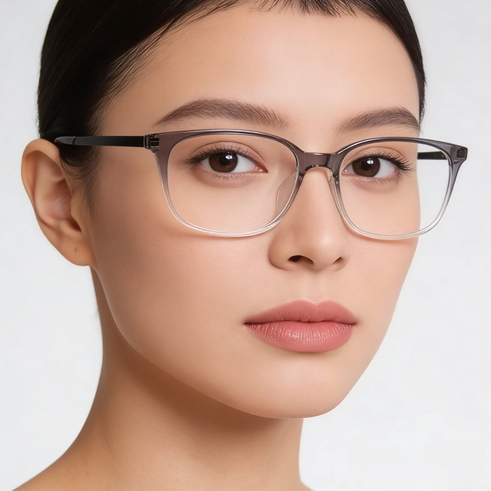 Nike Women's 7283 Plastic Frame Eyeglasses, Featuring Dark Grey Clear Fade Frame, Lens Width 52mm