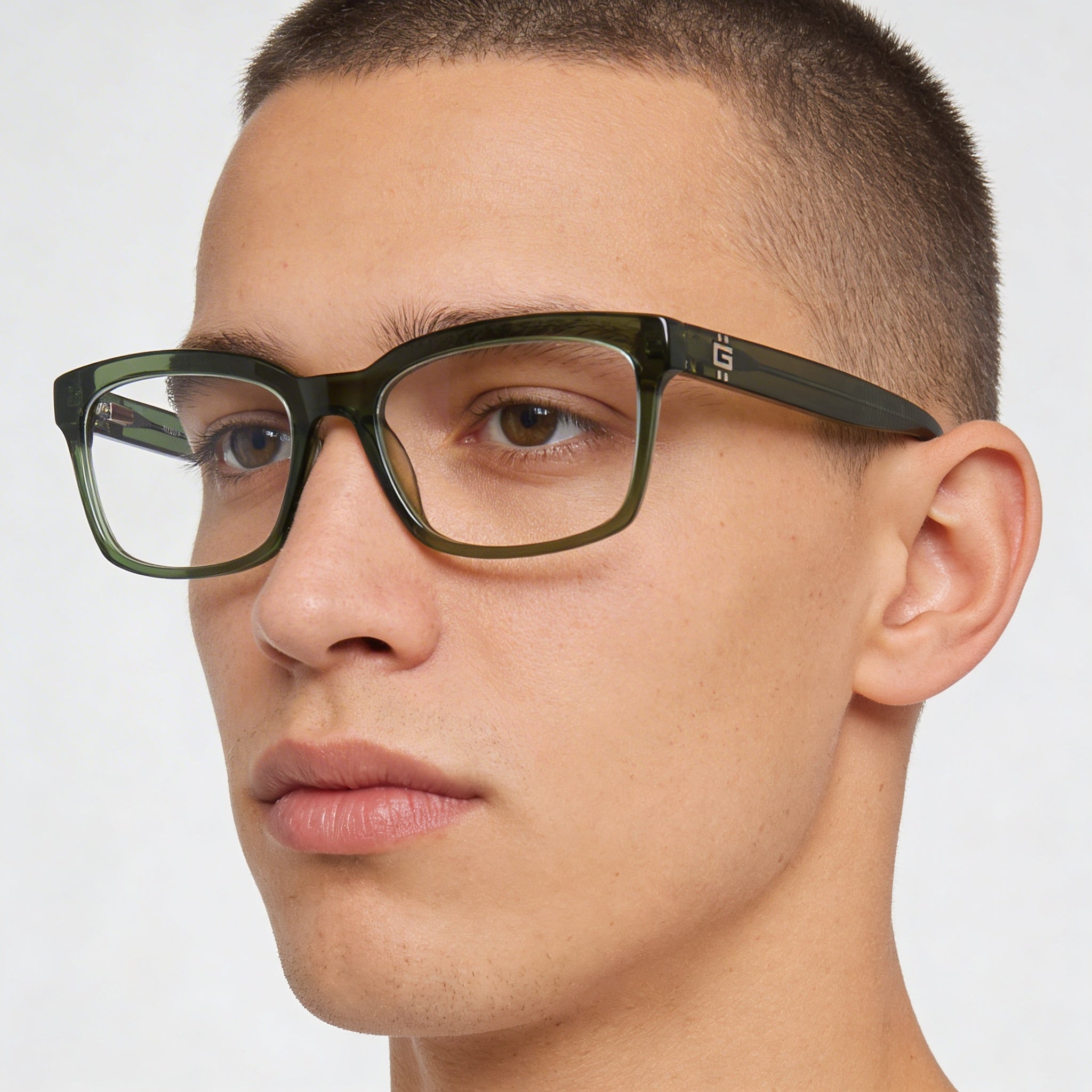 GUESS Gu50252 Men's Plastic Frame Eyewear with Shiny Dark Green Non- Polycarbonate Lenses 55mm, Photo 5