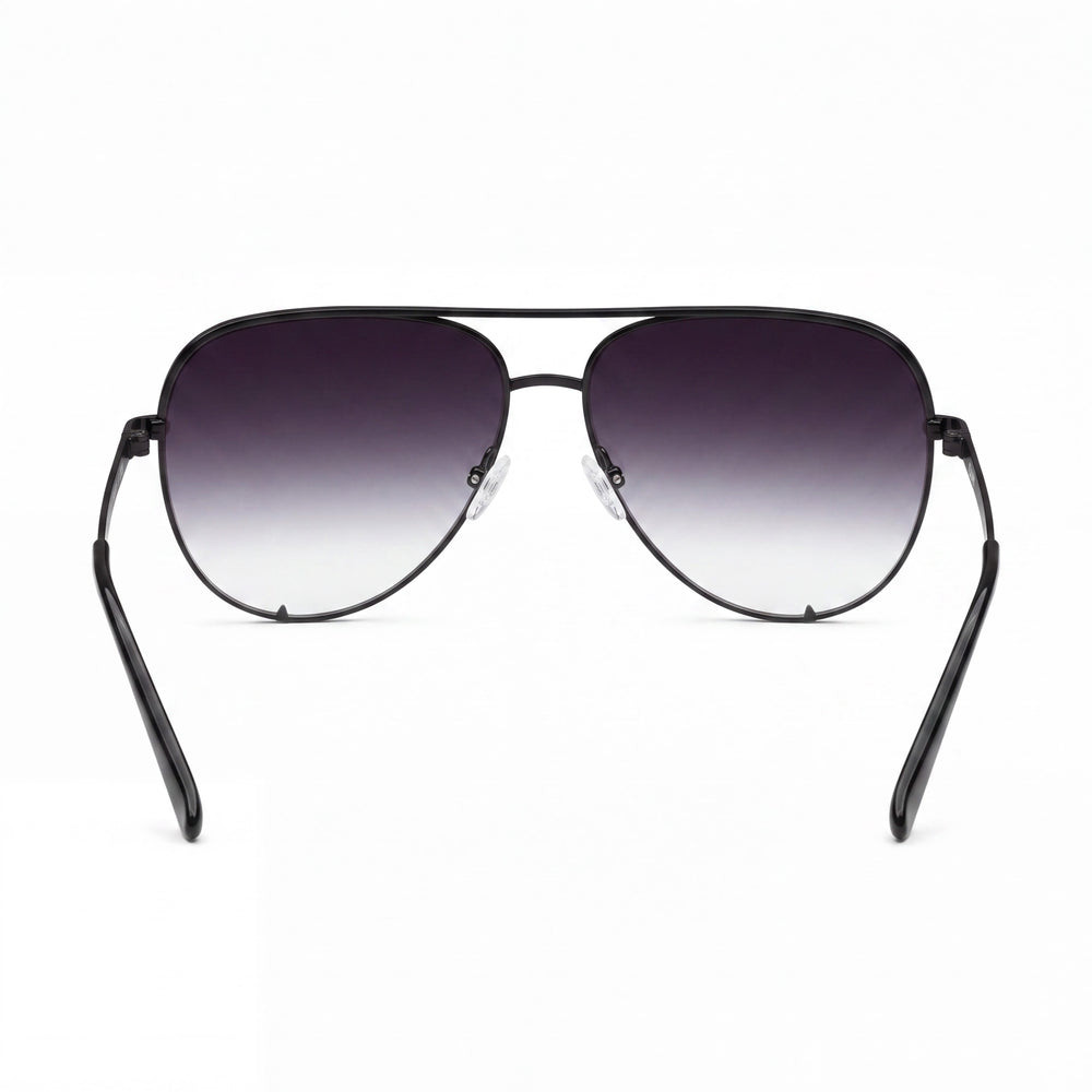 QUAY AUSTRALIA High Key Mini Quay X Desi Unisex Metal Sunglasses, Mirrored Non-Polarized UV Protection, Black Fade/Smoke Fade, Standard