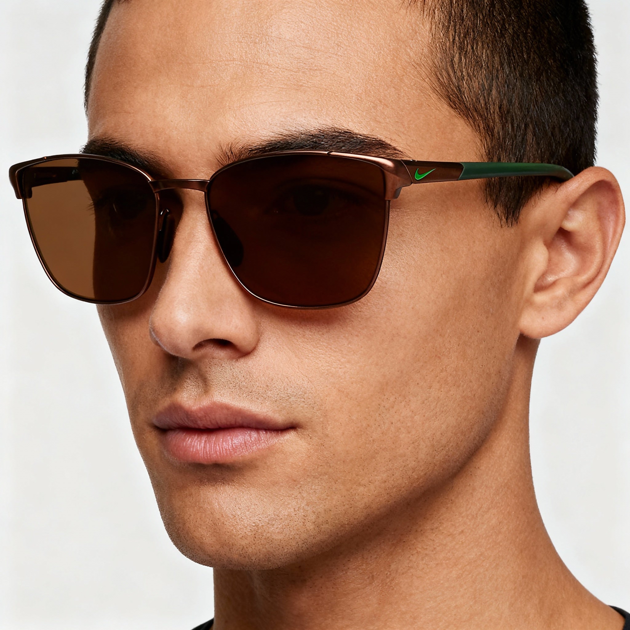 Nike Metal Fusion FV2377 Unisex Stainless Steel Sunglasses Multi-coloured Frame Sain Walnut Brown Lenses 55mm, Photo 5