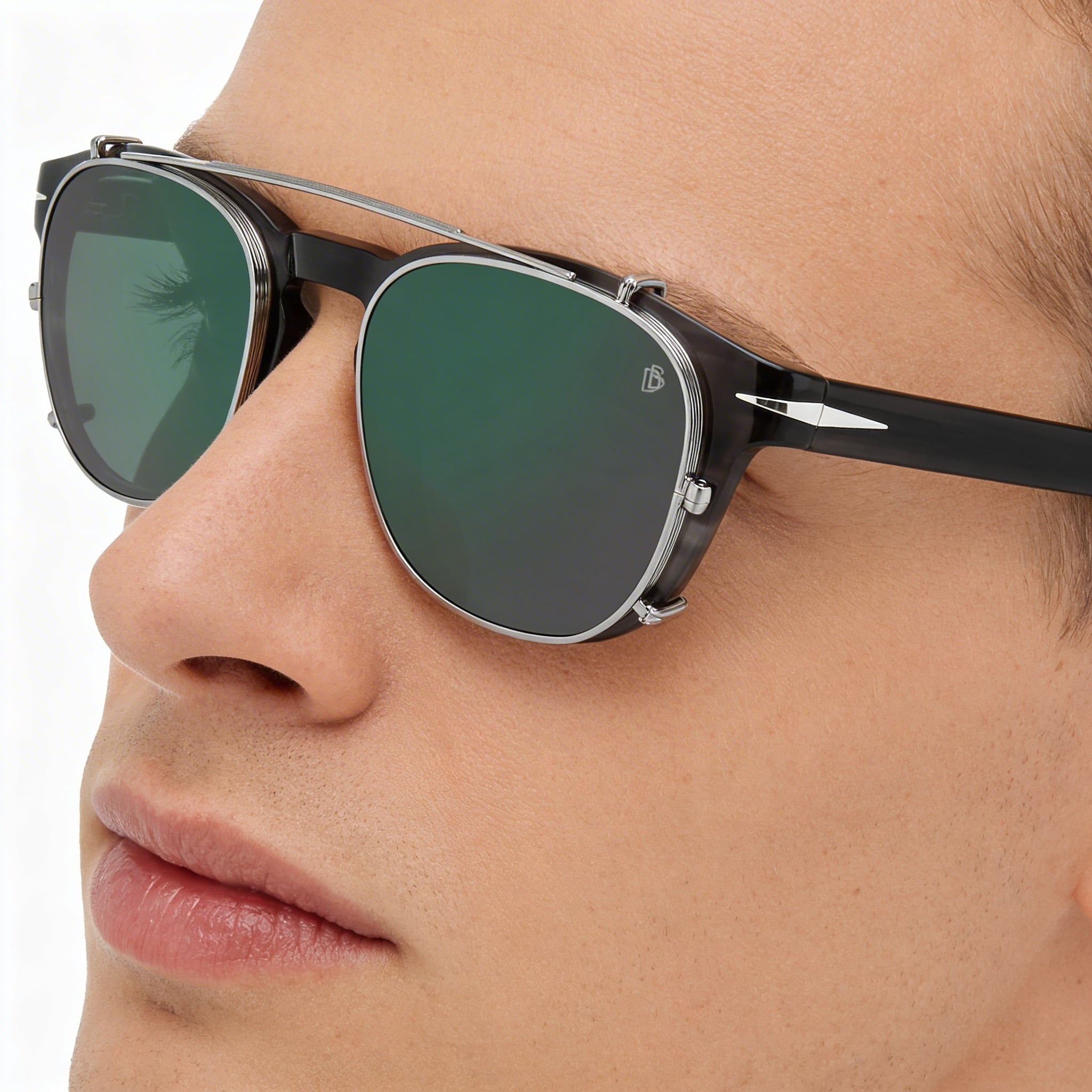 David Beckham Db 1117/Cs Gafas de Hombre con Clip de Aluminio Cuerno Gris Plata con Lentes UV Verdes 50-20-145, Photo 4