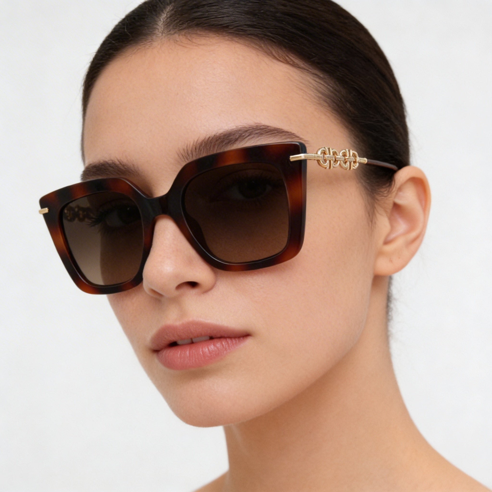 Gafas Clásicas Cuadradas de Mujer Ferragamo Clásico Habana Acero Aleado 51mm Protección UV Sin Polarizar, Photo 4