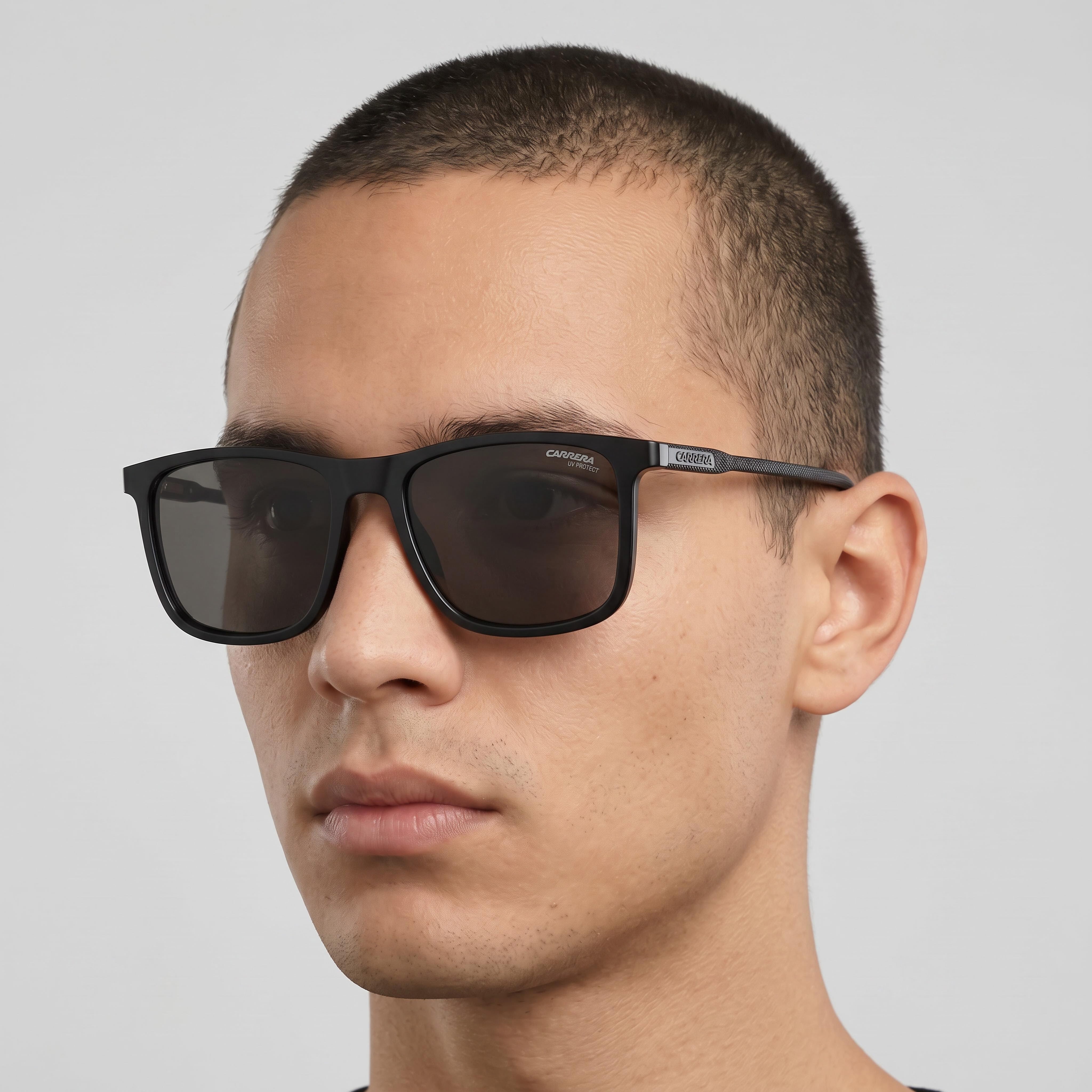 Gafas de sol Carrera 231/S unisex rectangulares con montura de poliamida negra y lente de policarbonato negro con protección UV de 55 mm, Photo 4