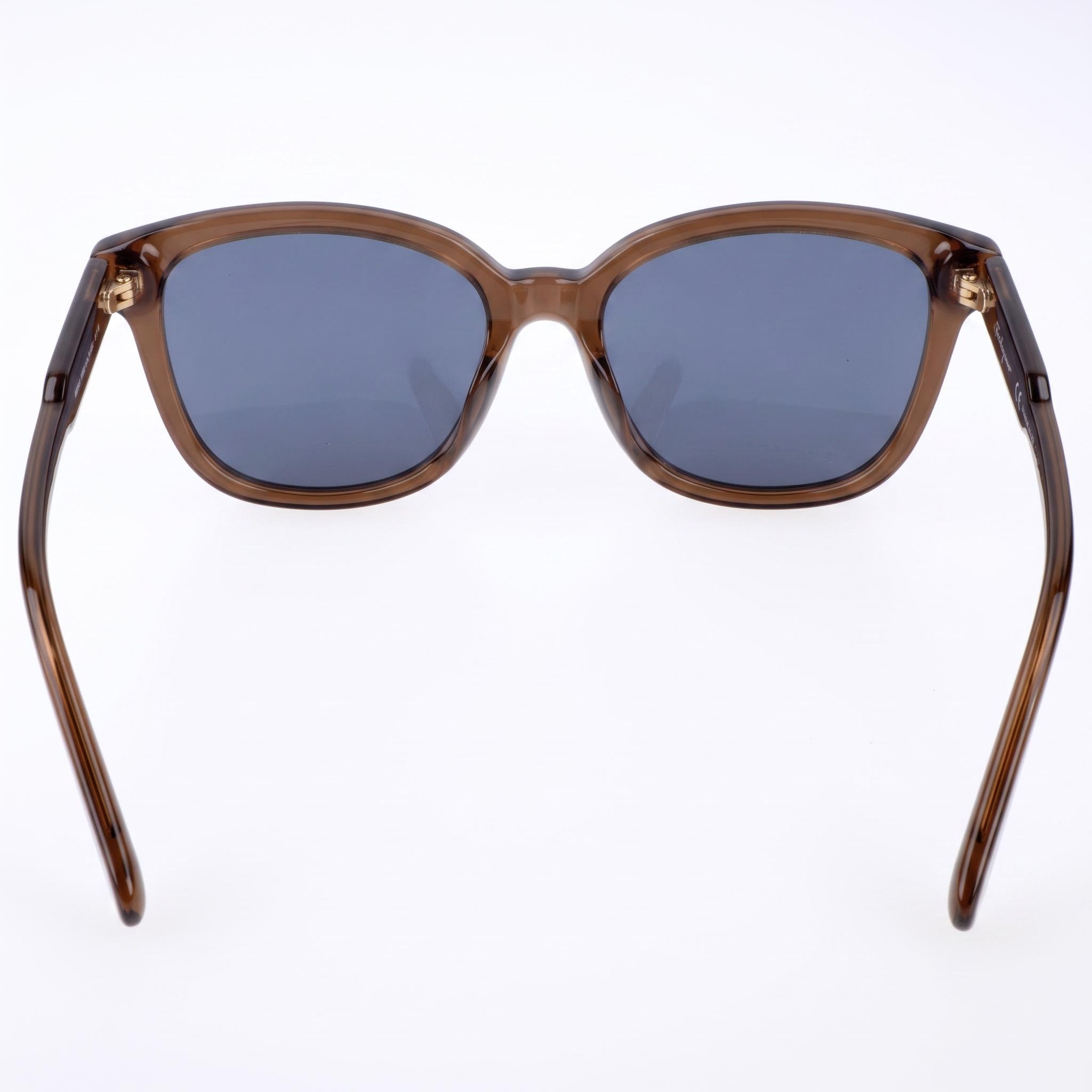 Gafas de sol Salvatore Ferragamo contemporáneas para mujer, armazón de plástico marrón, lente azul con protección UV de 56 mm, Photo 4