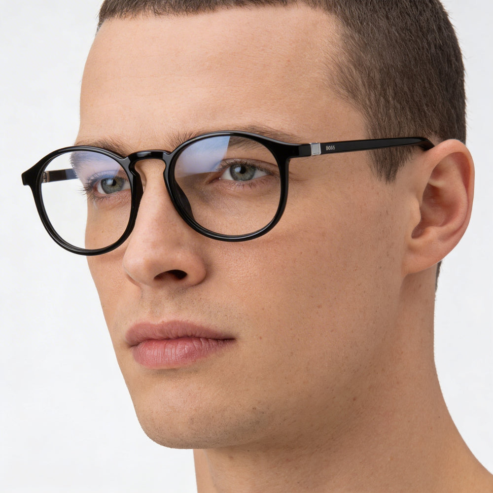 Hugo Boss Modern Men's Black Cellulose Frame Non- Clear Lens Eyeglasses 50-20-145mm