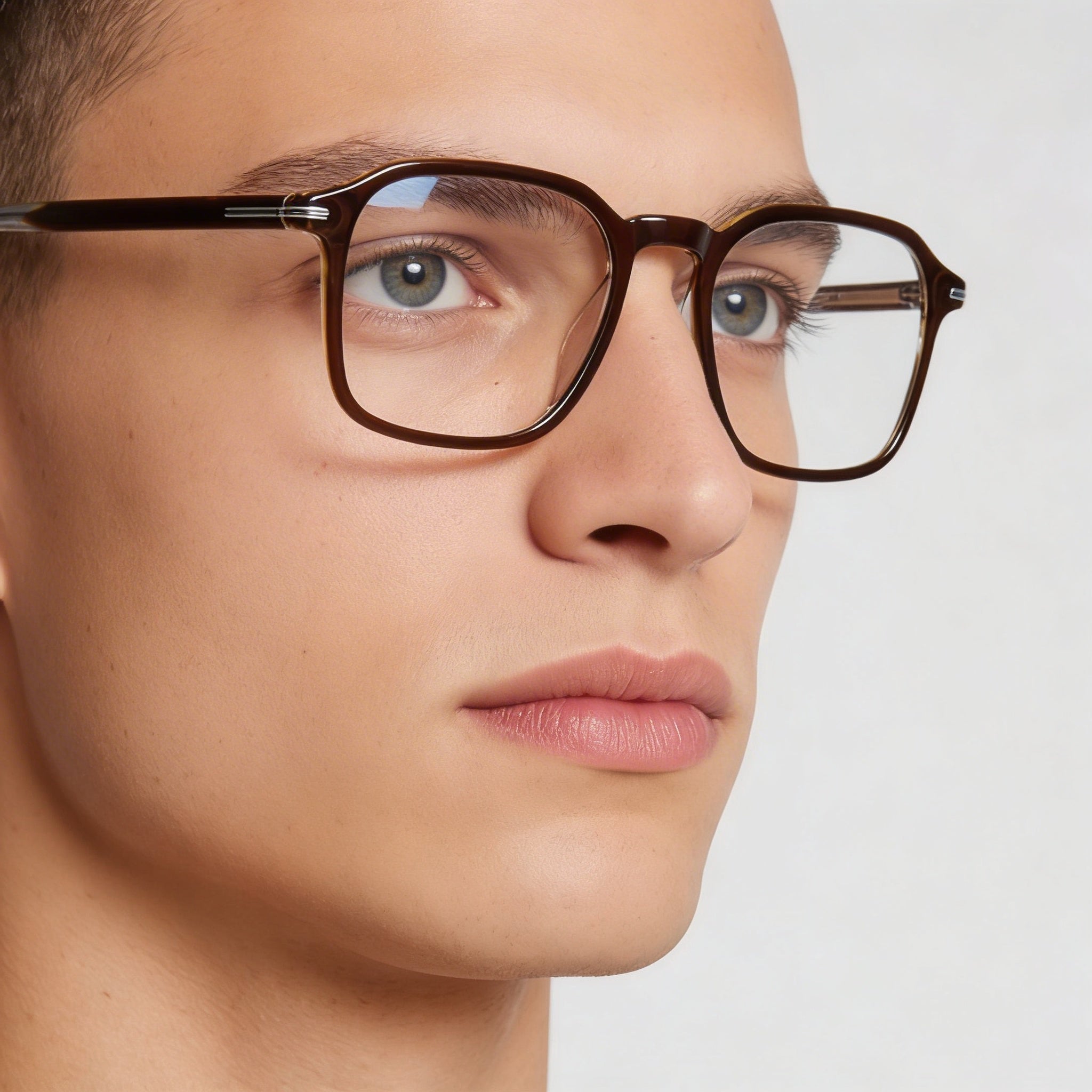 Monturas ópticas Hugo Boss Modern para hombre, de acetato ecológico, color marrón, con lentes de demostración, 51-19-145, Photo 4