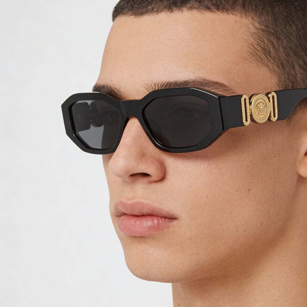 Gafas de sol unisex Versace Classic con montura multicolor y lentes gris oscuro, ancho de 48 mm