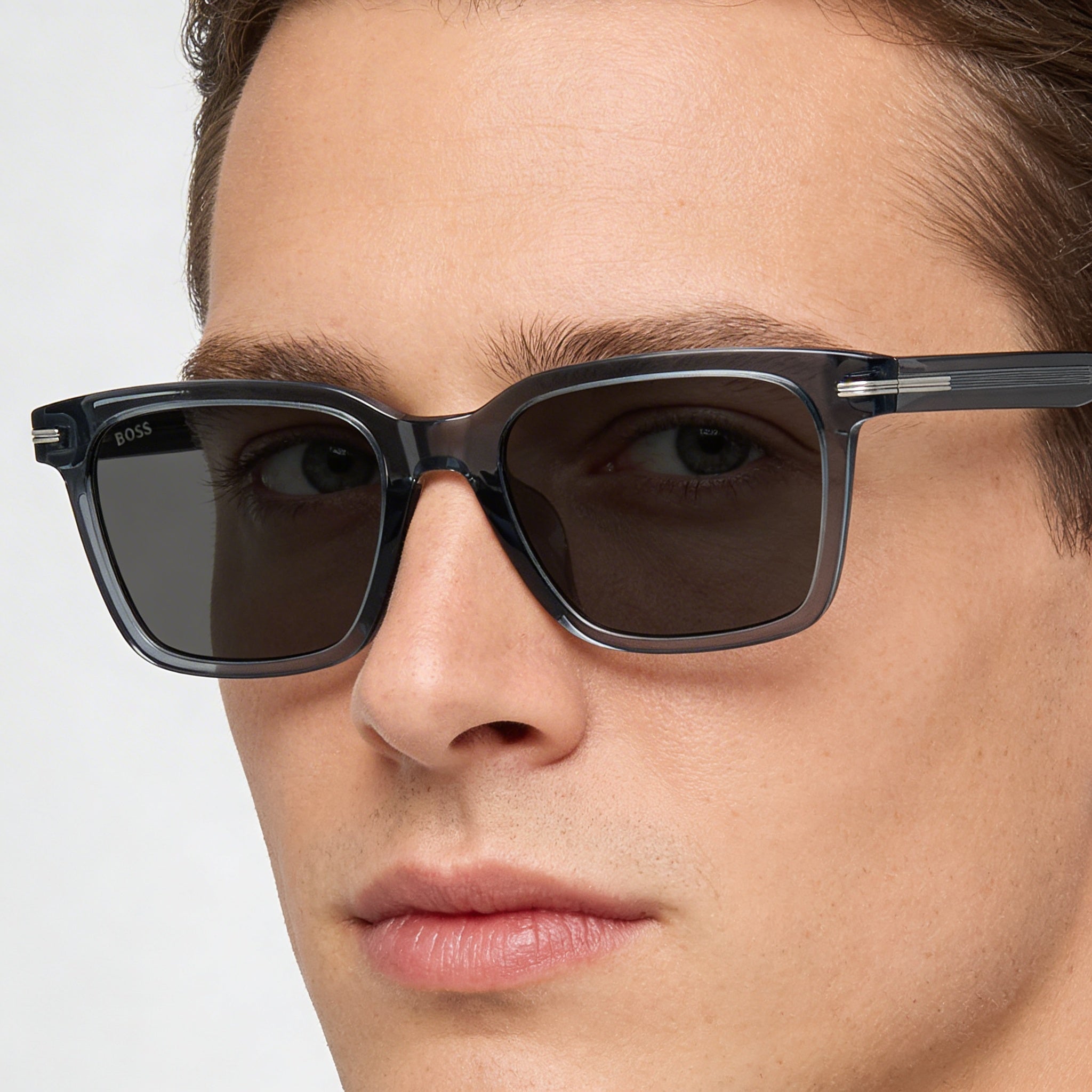 Gafas de sol Hugo Boss Modern para hombre, armazón azul de acetato, lentes de policarbonato con protección UV, 54 mm, Photo 5