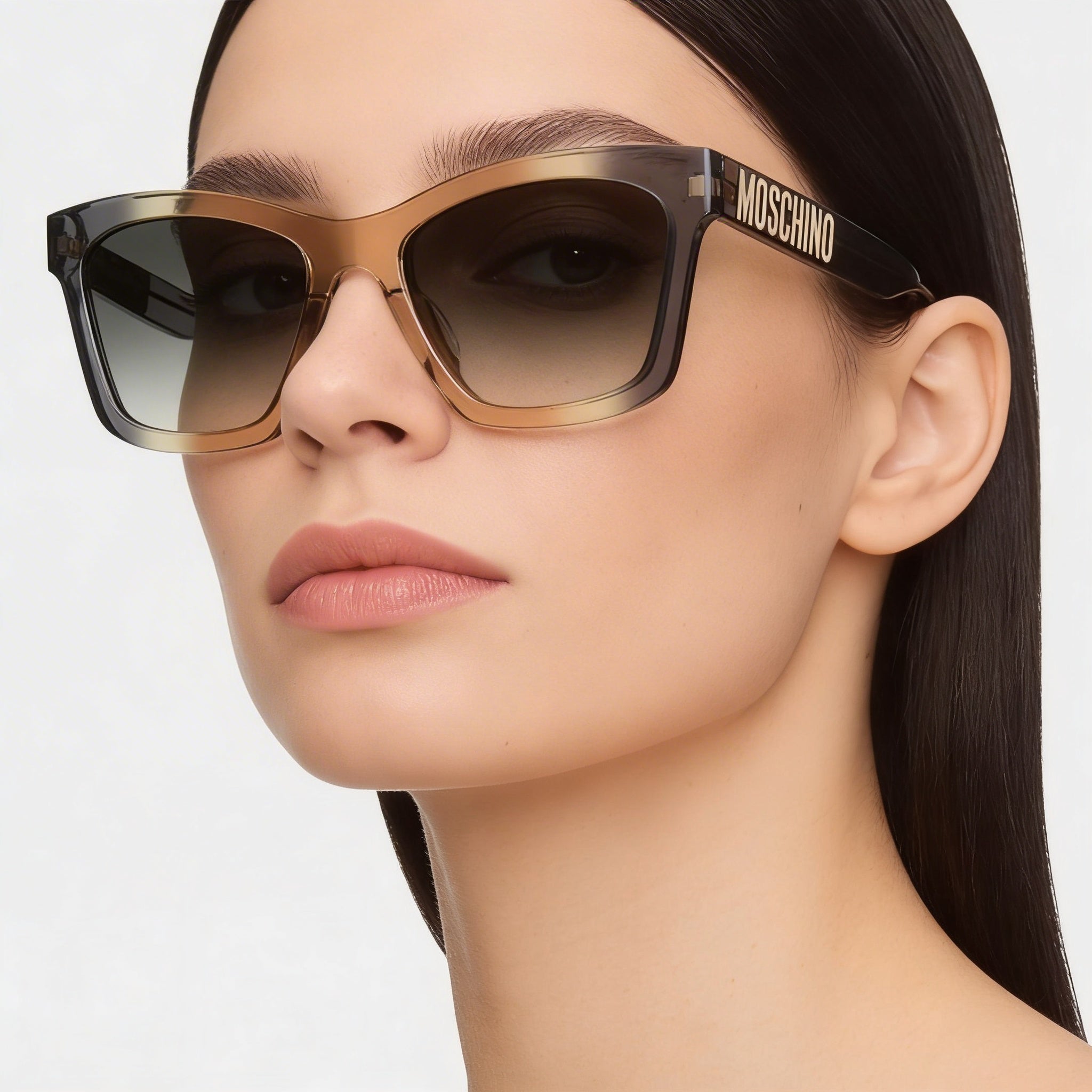 Moschino Modern Collection Women's Acetate Frame UV Protected Sunglasses in Grey Ochre with 54mm Lens Width, Photo 3