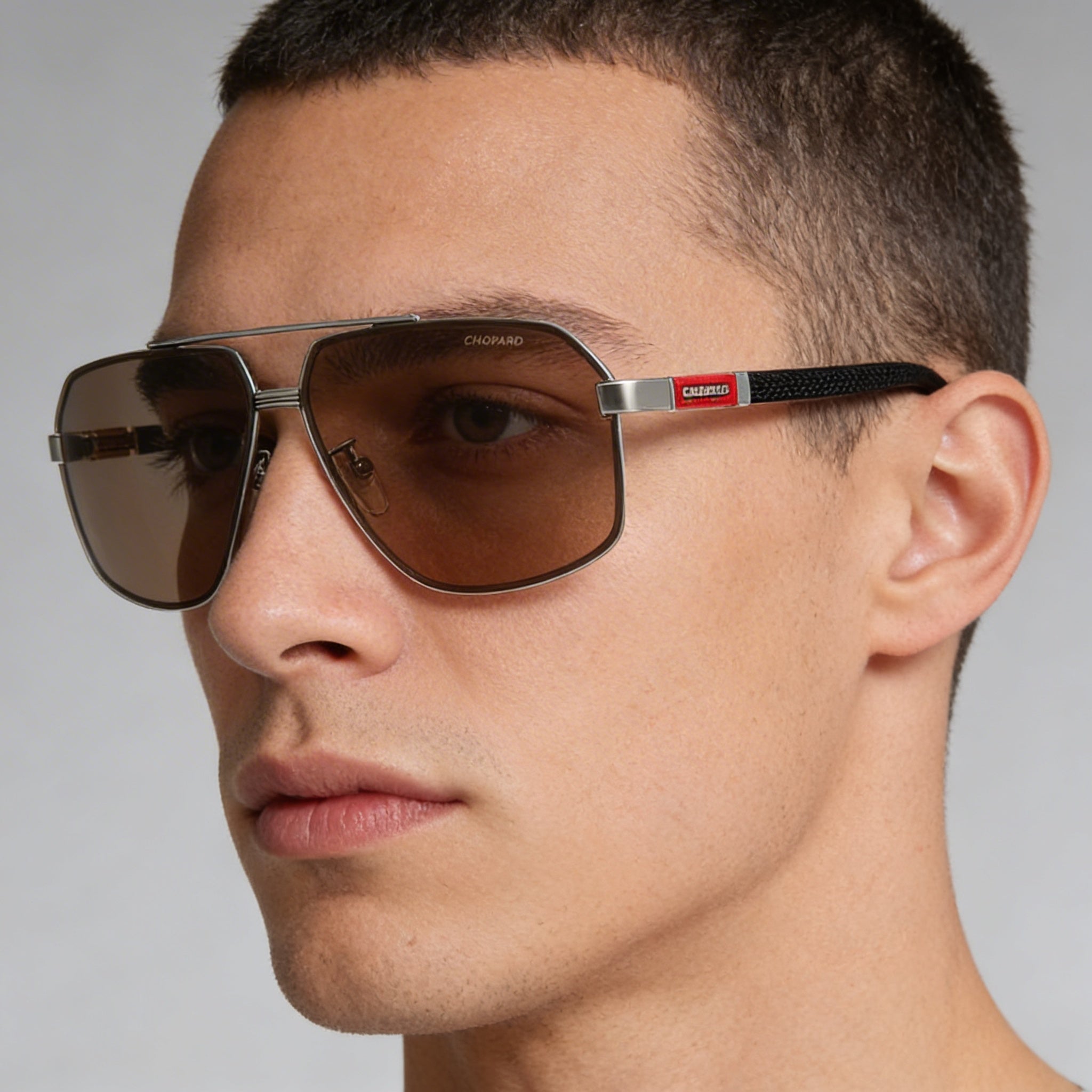 Chopard Schg89 Men's Metal Frame Total Shiny Ruthenium Sunglasses with Nylon Bio Based Lenses 66mm, Photo 4