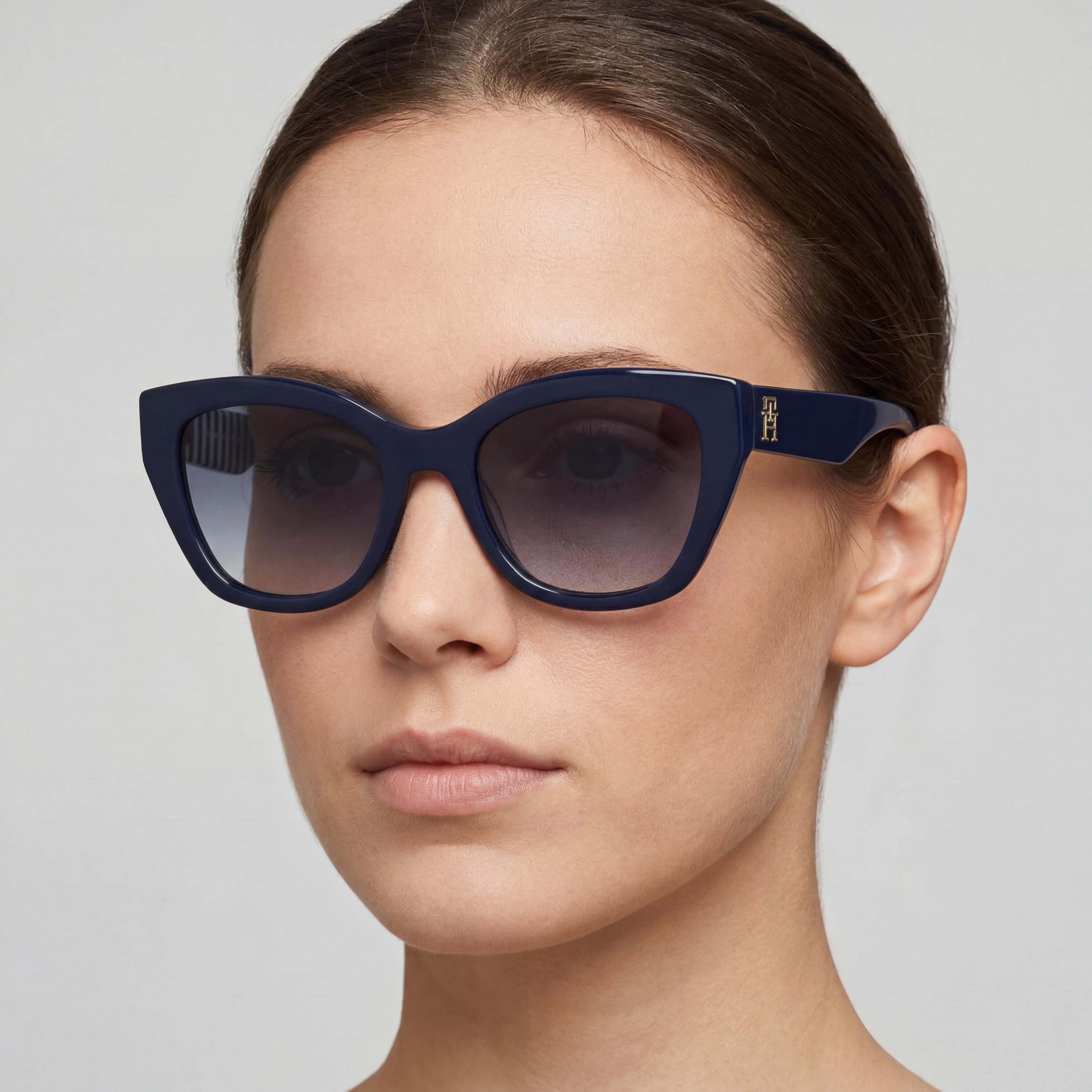 Gafas de sol Tommy Hilfiger casual para mujer, montura de acetato azul, lentes degradadas azul oscuro, protección UV, 52mm, Photo 4