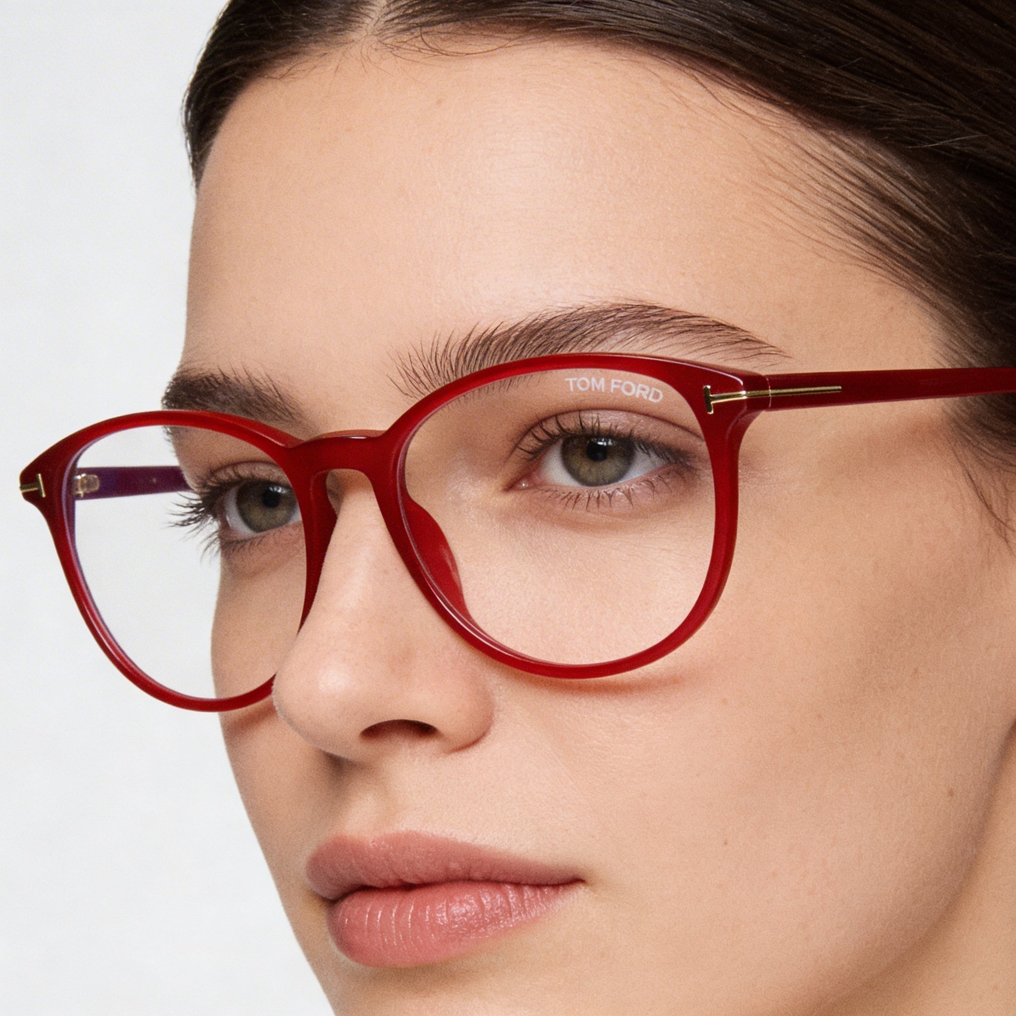 Gafas Tom Ford Modern para mujer, de plástico pantografiado rojo perlado brillante y bloqueador de luz azul, 53-16-140, Photo 5