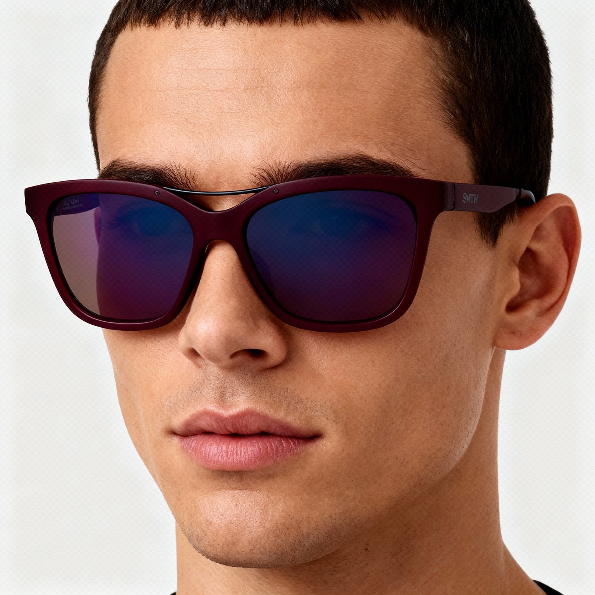SMITH Cavalier Chromapop Carbon Fiber Unisex Non-Polarized Sunglasses, Matte Crystal Deep Maroon Frame, Chromapop Violet Mirror Lens 55mm, Photo 3