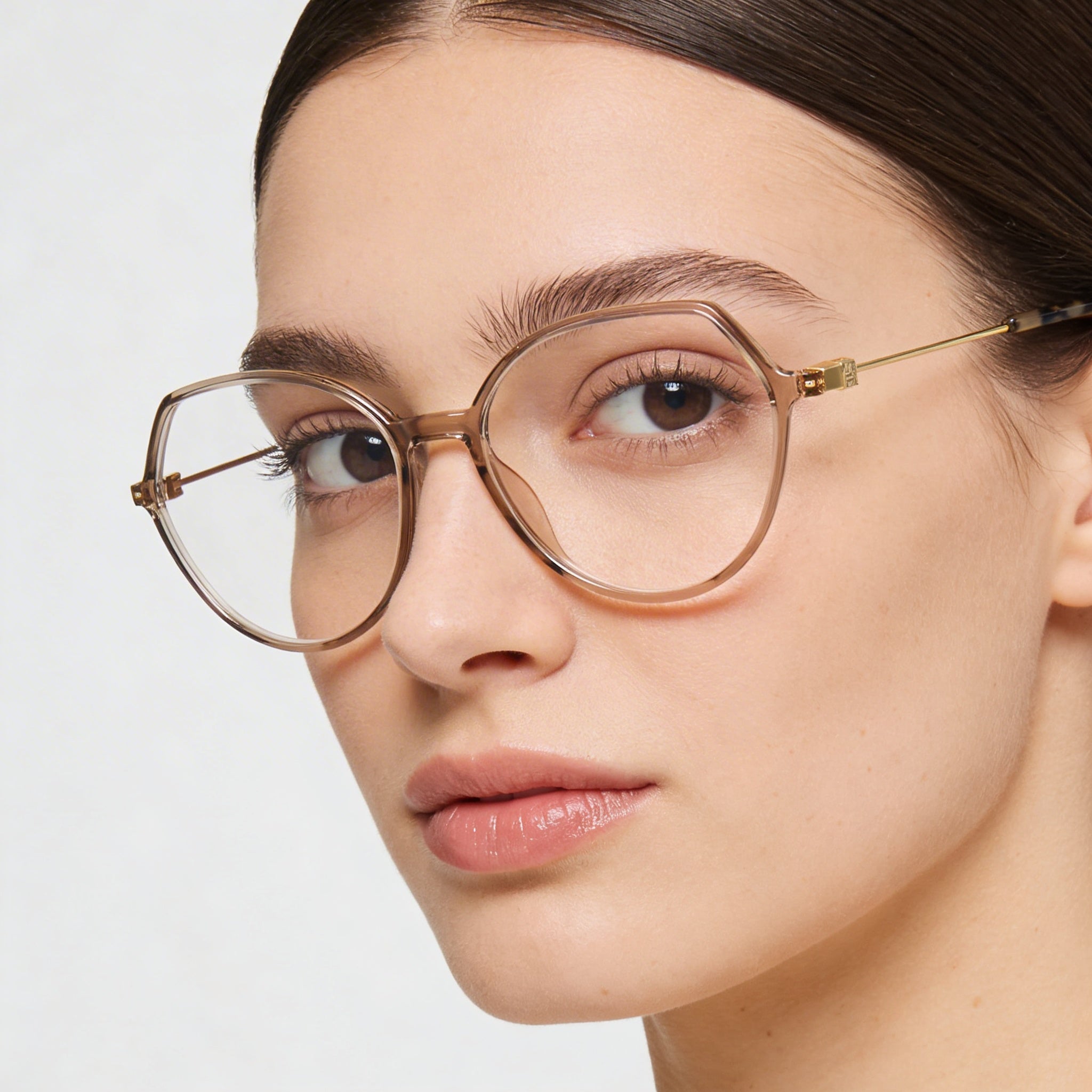 Gafas de sol Tommy Hilfiger ROUND GEOMETRICAL para mujer con lentes transparentes de poliamida color piel 54-16-140, Photo 4