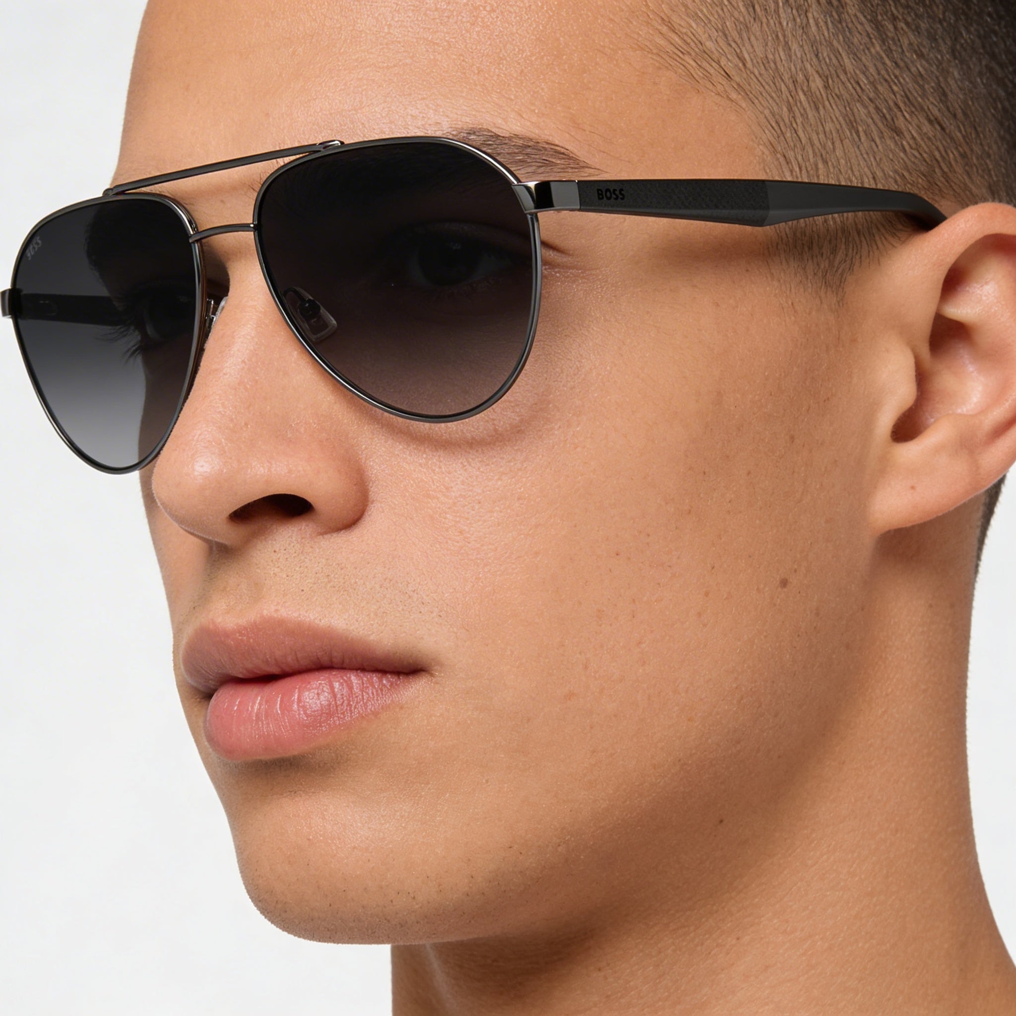 Hugo Boss Contemporary Unisex Brown Dark Ruthenium Grey Alloy Steel UV Protection Sunglasses 60mm, Photo 4