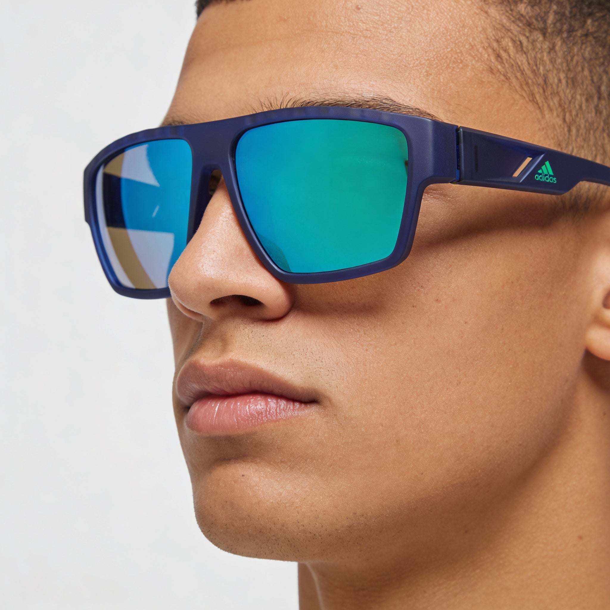 adidas Classic Men's Matte Blue Plastic Frame Non-Polarized Green Mirror Lenses UV Protection 61-15-45, Photo 4