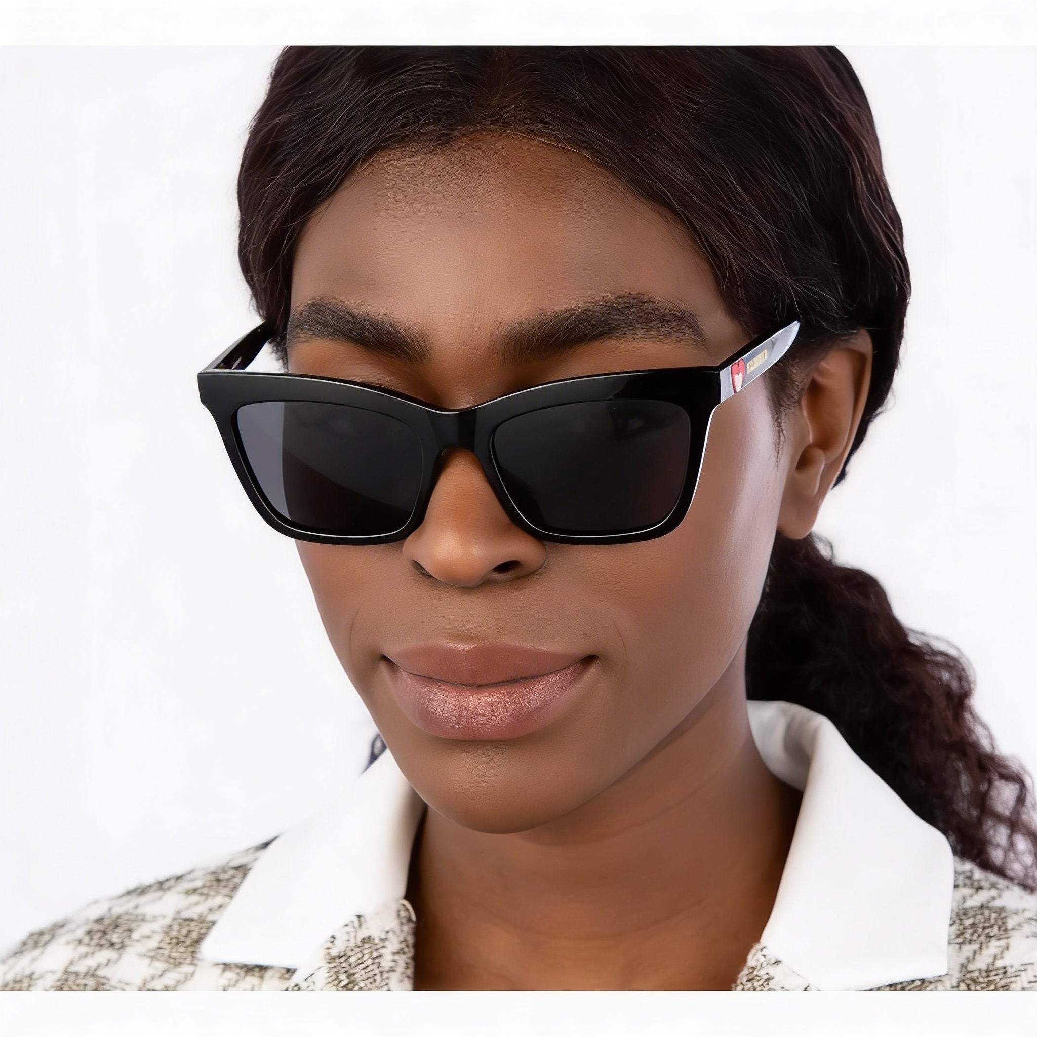 Gafas de sol Love Moschino clásicas estilo ojo de gato para mujer, armazón de acetato negro, lentes negras con protección UV 54-18-140mm, Photo 5