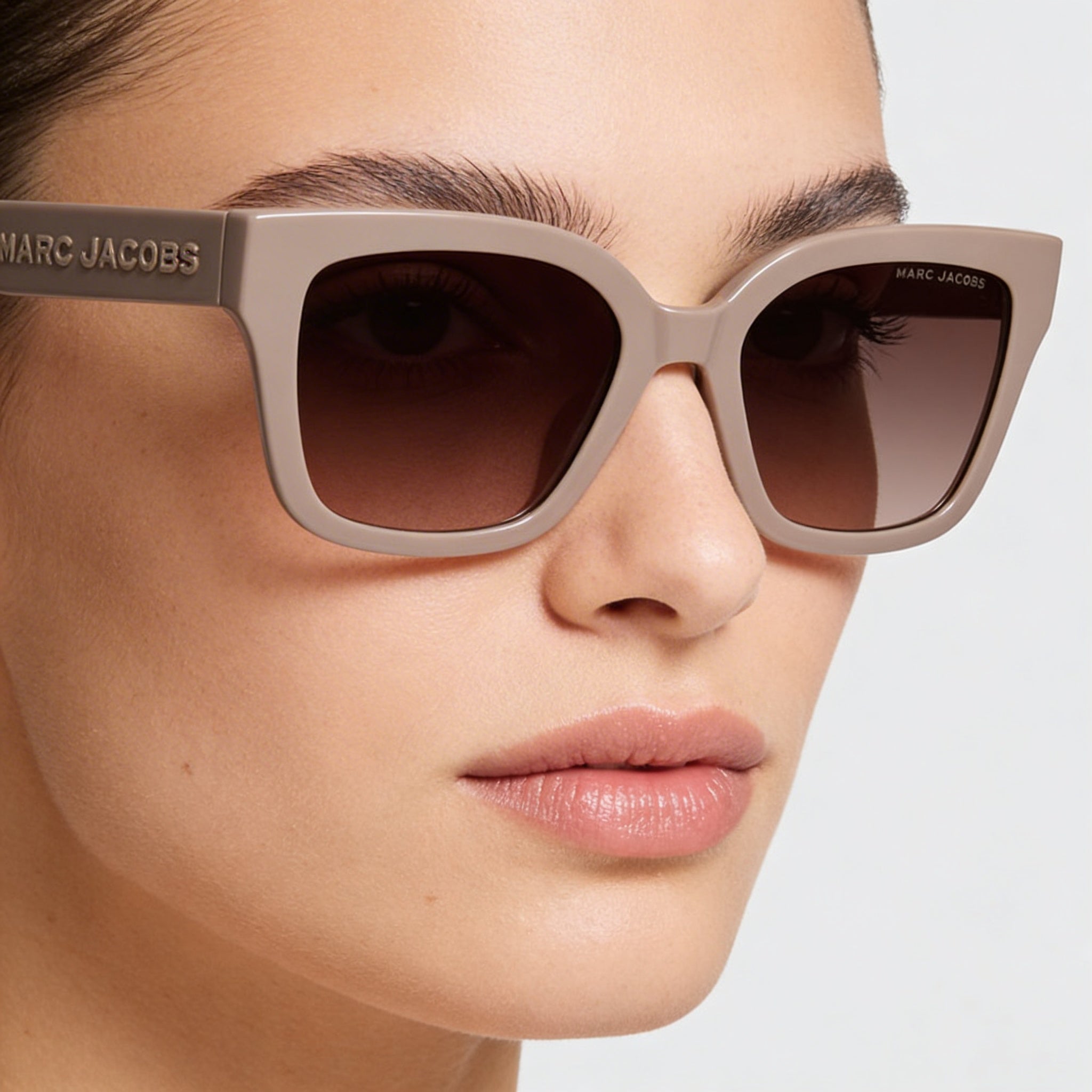 Marc Jacobs Women's Rectangular Sunglasses with Beige Brown Shaded Cellulose Frame and Brown Shaded Lenses 53mm UV Protection, Photo 4