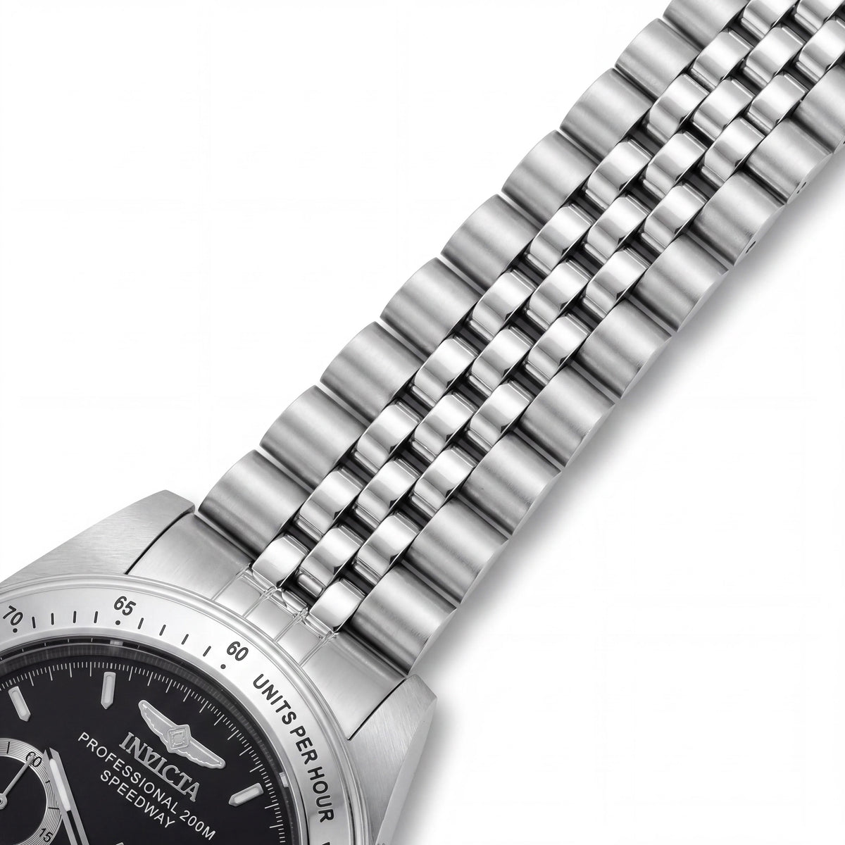 Invicta Speedway 30989 Unisex Chronograph Quartz Silver Stainless Steel Bracelet Watch, Black Dial, 39mm, Photo 3