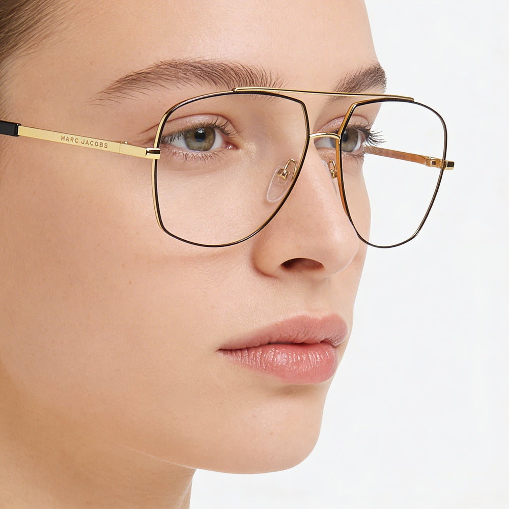 Gafas de sol polarizadas estilo aviador Marc Jacobs Marc 271 Unisex con montura de metal dorado y negro, lente de 58 mm