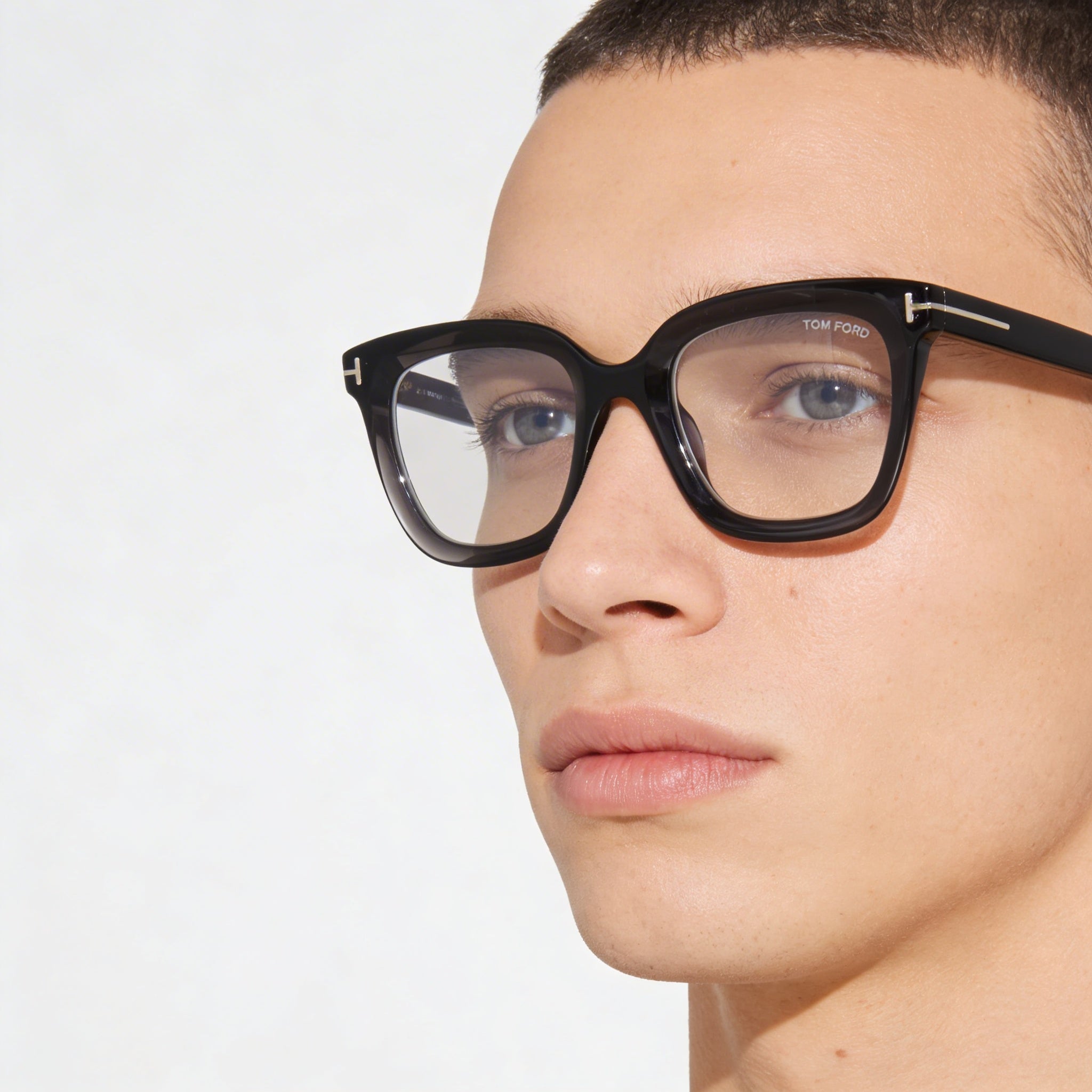 Tom Ford Ft5880-b Unisex Transparent Dark Grey Gold-logo Blue Block Polycarbonate Optical Glasses 51mm, Photo 4