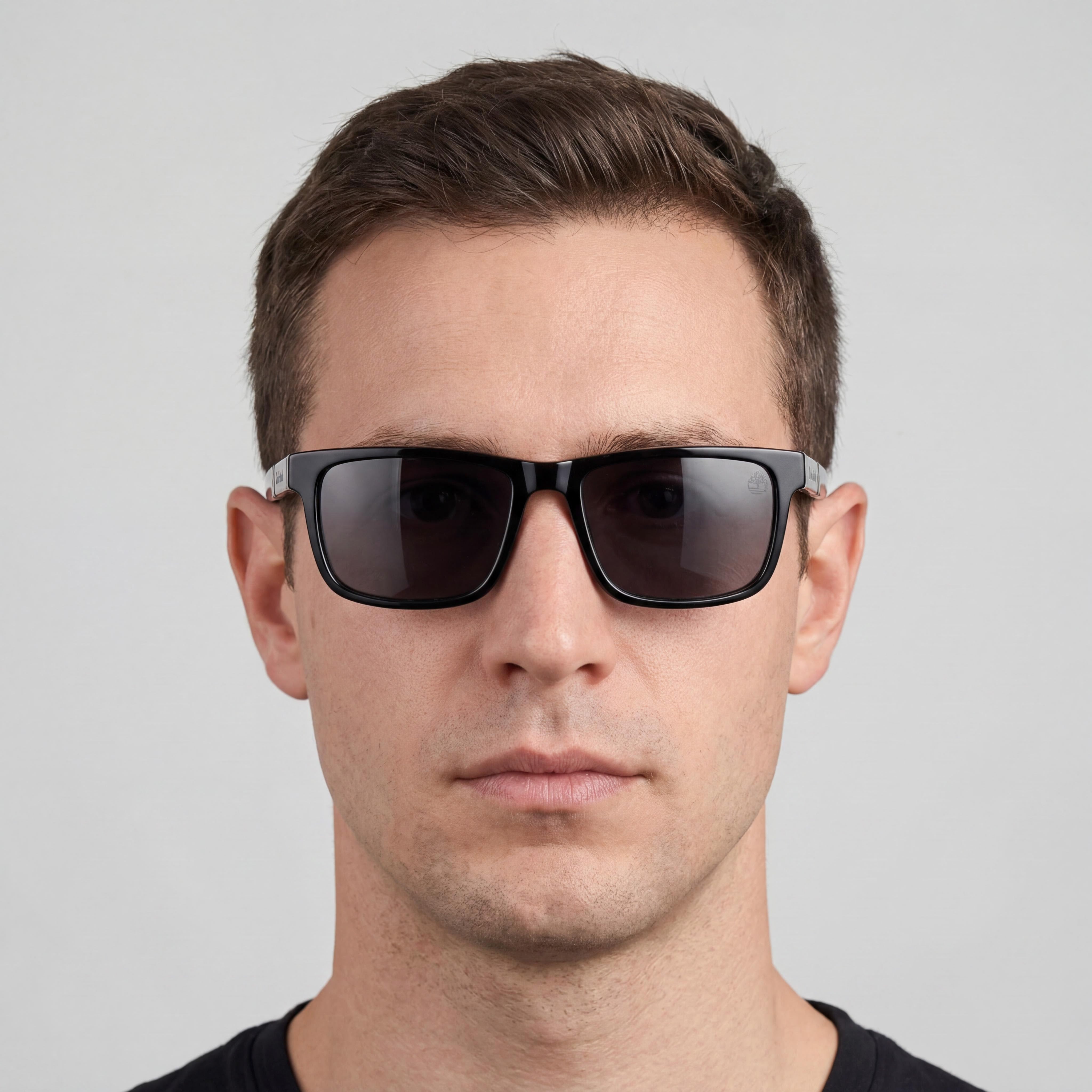 Timberland Modern Men's Shiny Black Acetate Polarized Grey 55mm UV Protection Sunglasses, Photo 5