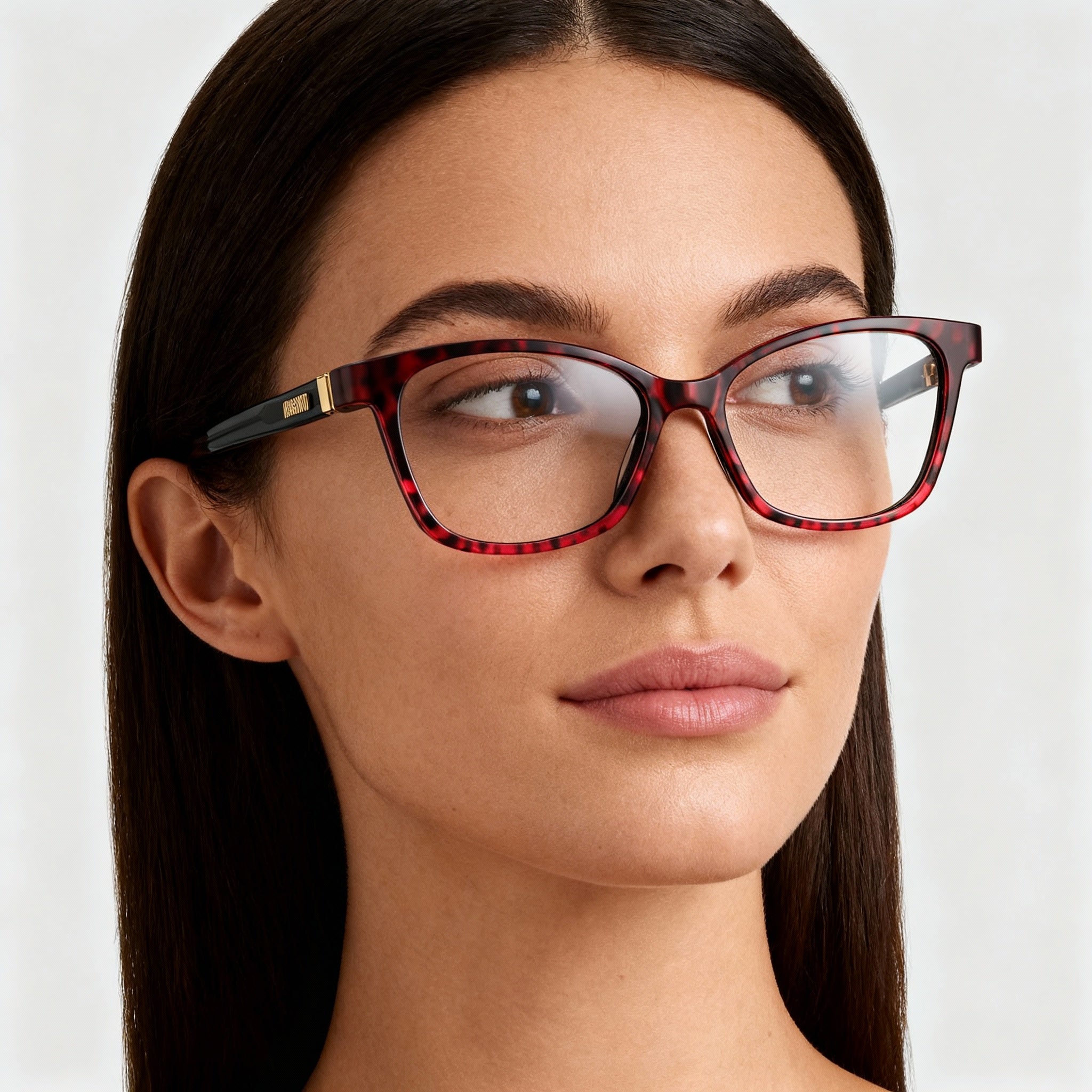 Moschino Eyewear Women's Plastic Frame Eyeglasses in Red Leopard Brown with 55mm Lens Width, Photo 4