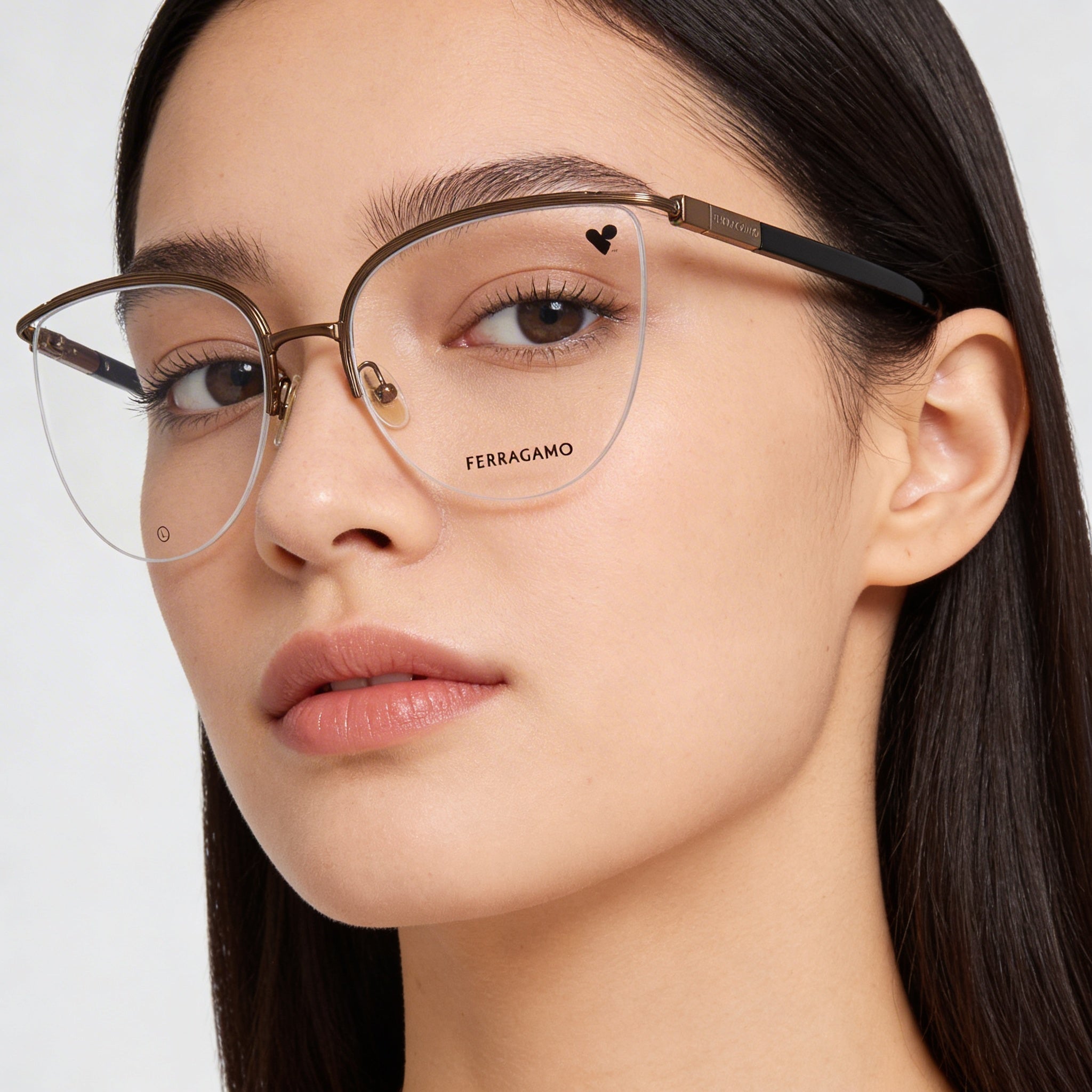 Gafas Ferragamo Sf2227 para mujer, color ámbar dorado con montura de metal y lentes de policarbonato de 56 mm, Photo 3
