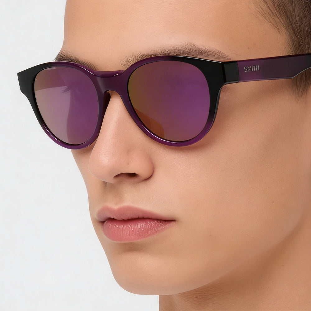 Smith Glam Unisex Sunglasses with Black Purple Composite Frame and Purple Polycarbonate Lenses, 51mm