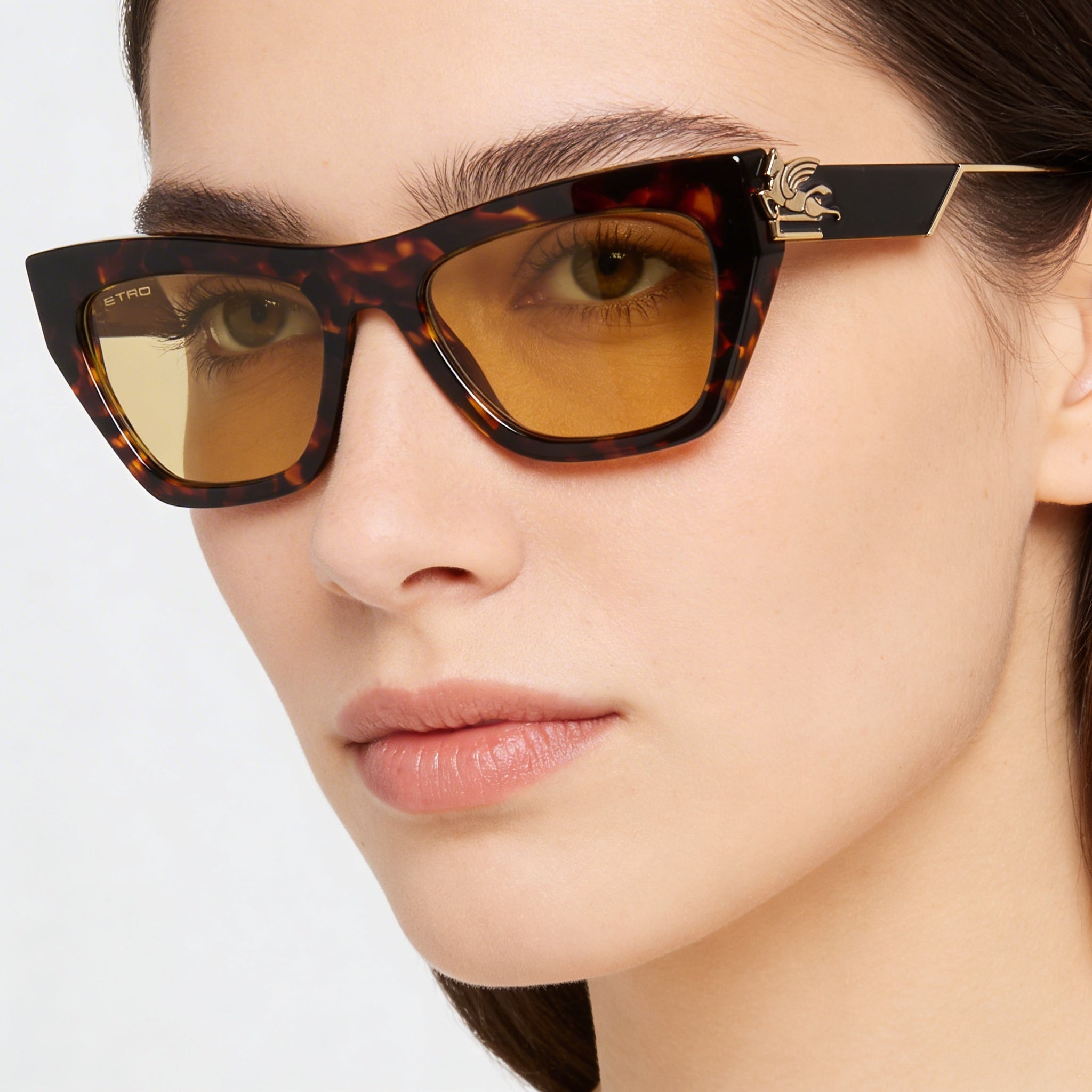 Gafas de sol informales Etro para mujer con montura de acetato havana y lentes de policarbonato amarillas 54-20-140, Photo 4