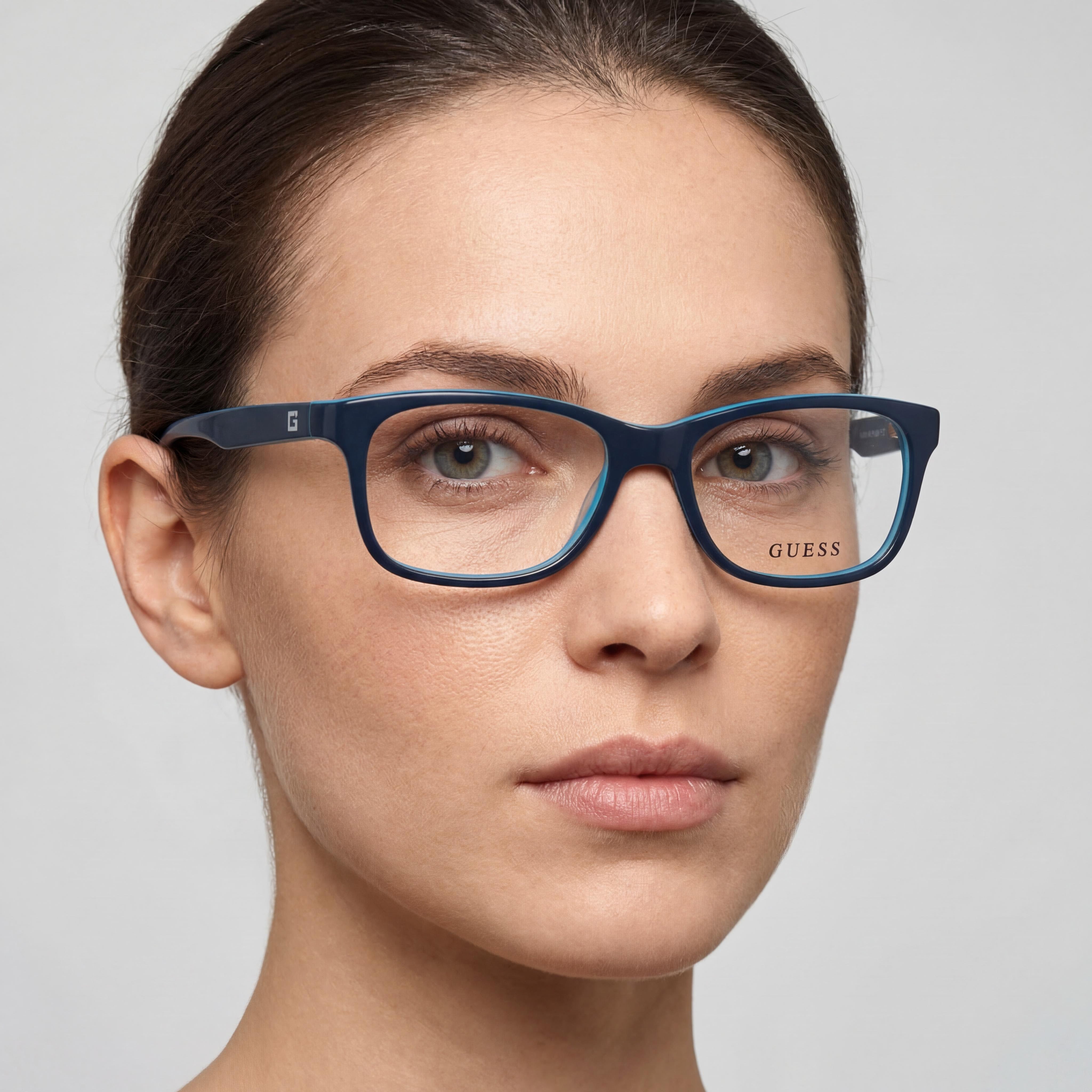Gafas ópticas GUESS GU9184 de mujer, armazón rectangular de plástico azul pantografiado 50-16-130, Photo 3