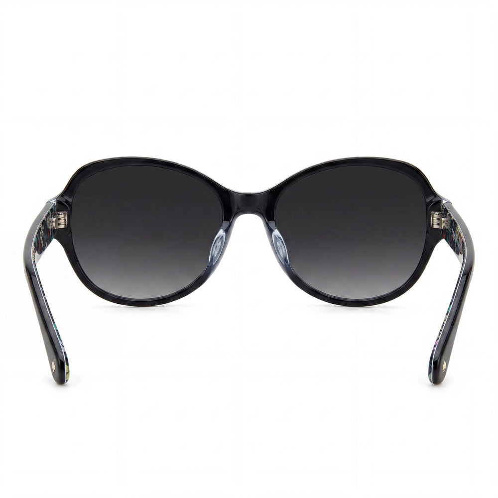 Kate Spade New York Classic Women's Black Acetate Cat Eye Dark Grey Shaded UV Protection Sunglasses 57