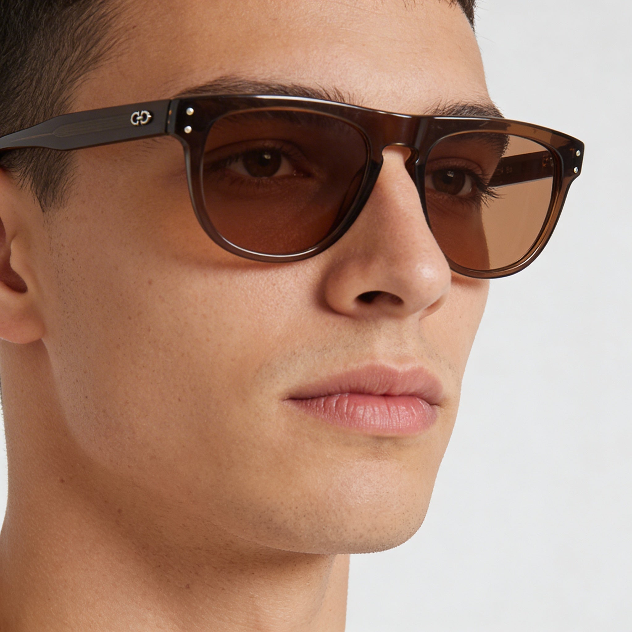 Salvatore Ferragamo SF1111S Men's Plastic Frame Sunglasses with UV Protection, Transparent Brown 55mm, Photo 4