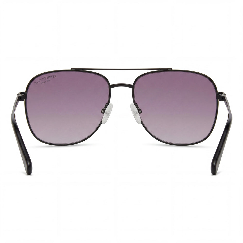 Gafas de sol Kenneth Cole New York Kc5901b para mujer, de metal, no polarizadas, con montura negra brillante y lentes ahumadas degradadas, 59 mm