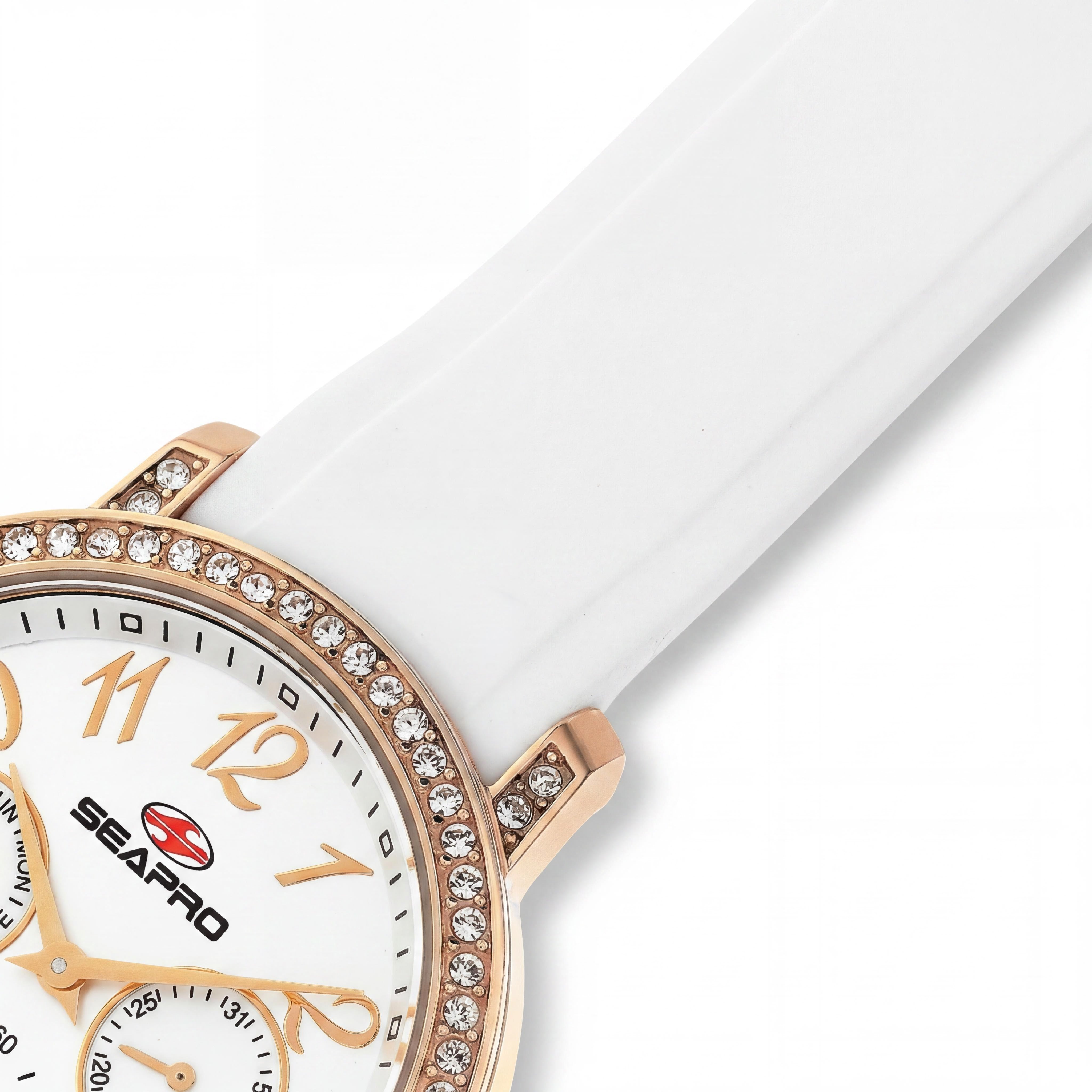Seapro Women's Quartz Movement Analog Display Watch with Silver Silicone Strap, 50M Water Resistant, 37mm Case, Photo 3