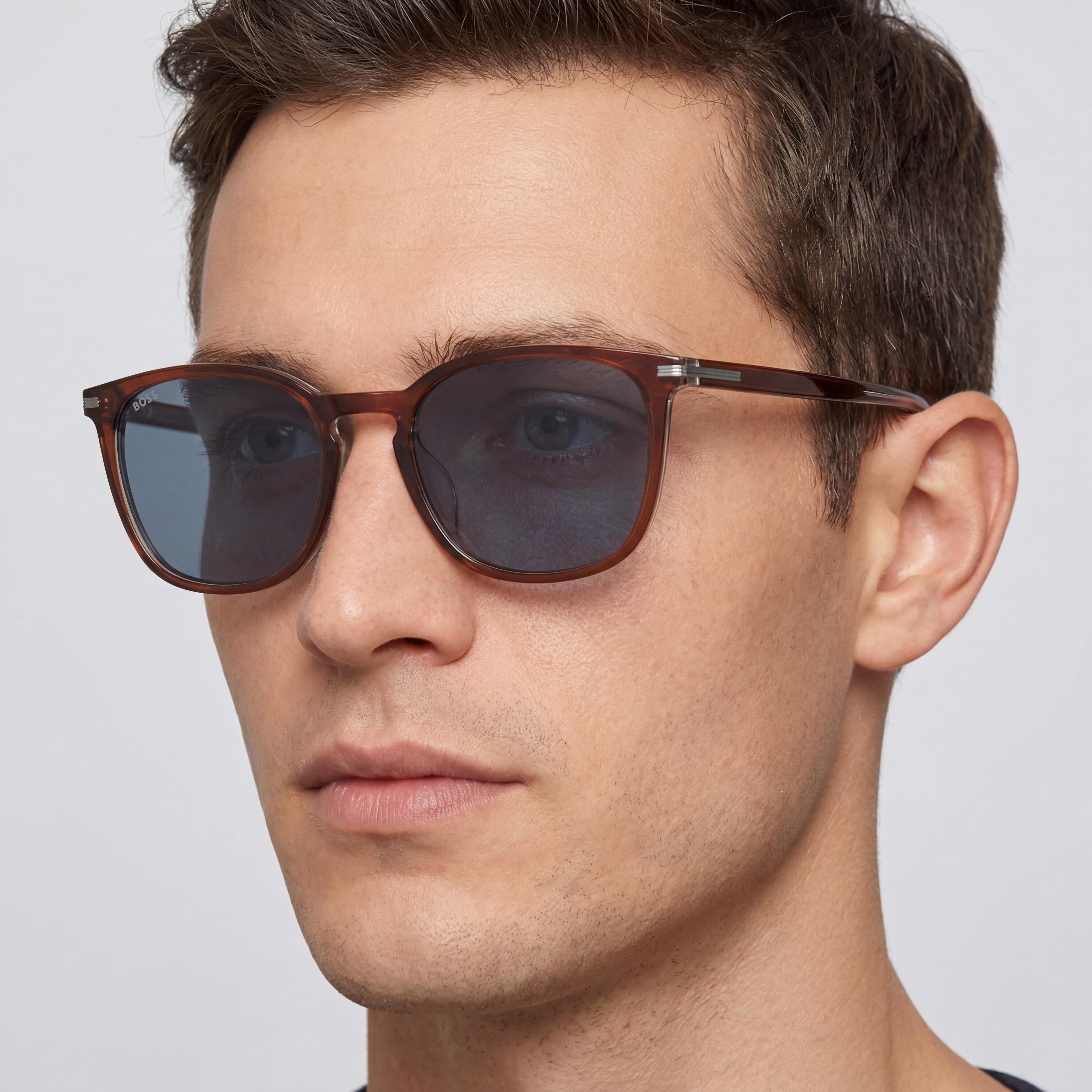 Hugo Boss Men’s Boss 1668/F/Sk Brown Acetate Blue Non-Polarized 100% UV Protection Sunglasses 56mm, Photo 5